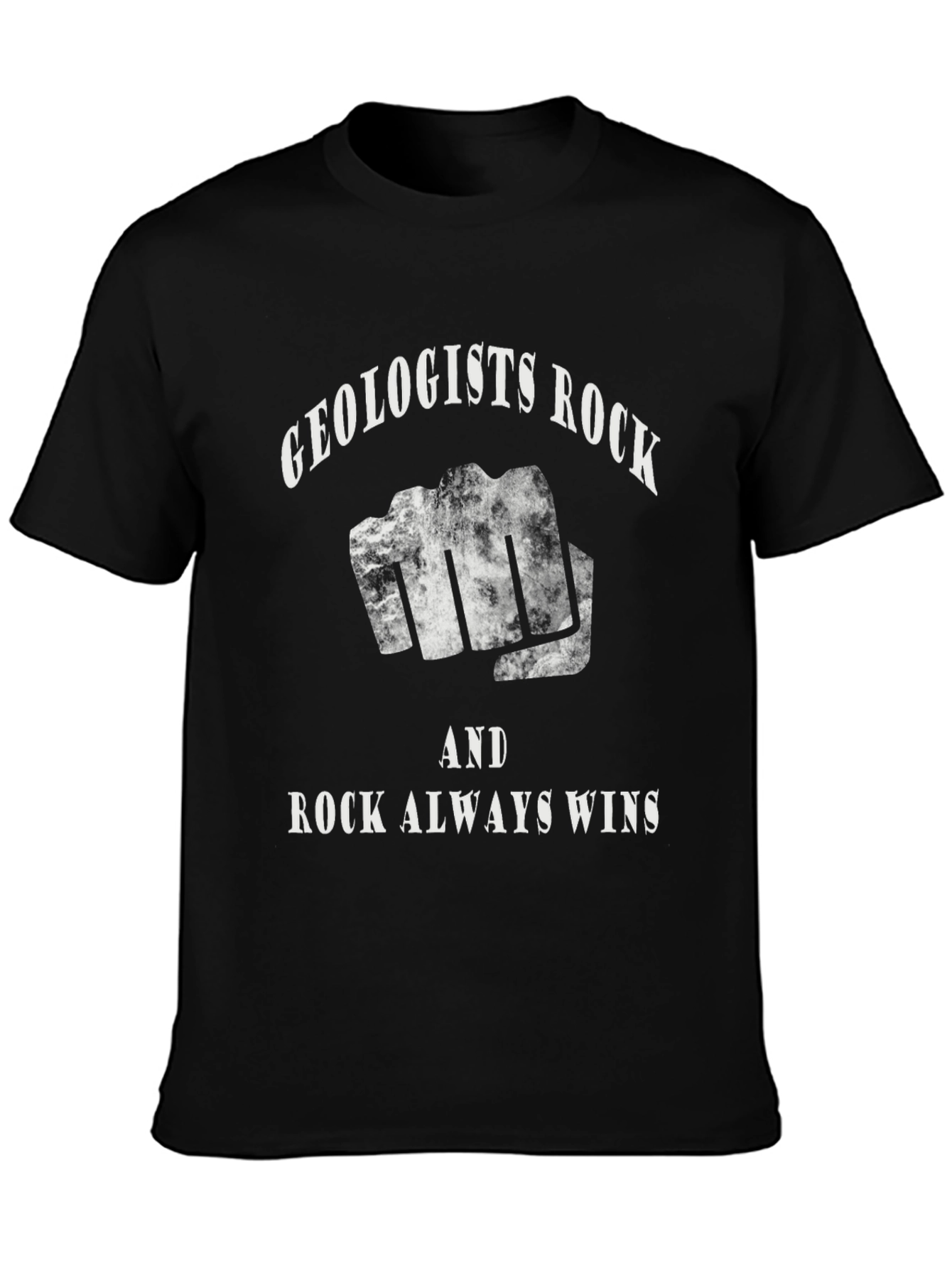 Black Geologists Rock T-Shirt - Rock Always Wins! view 3
