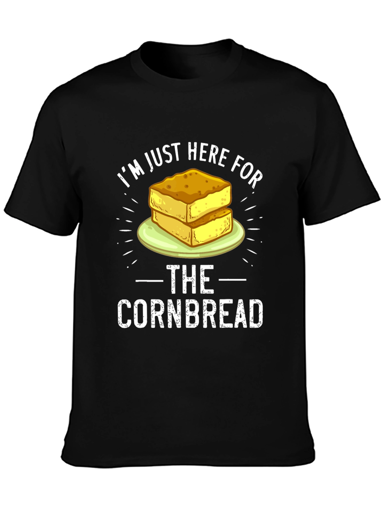 Black I'm Just Here For The Cornbread Funny Foodie T-Shirt view 3