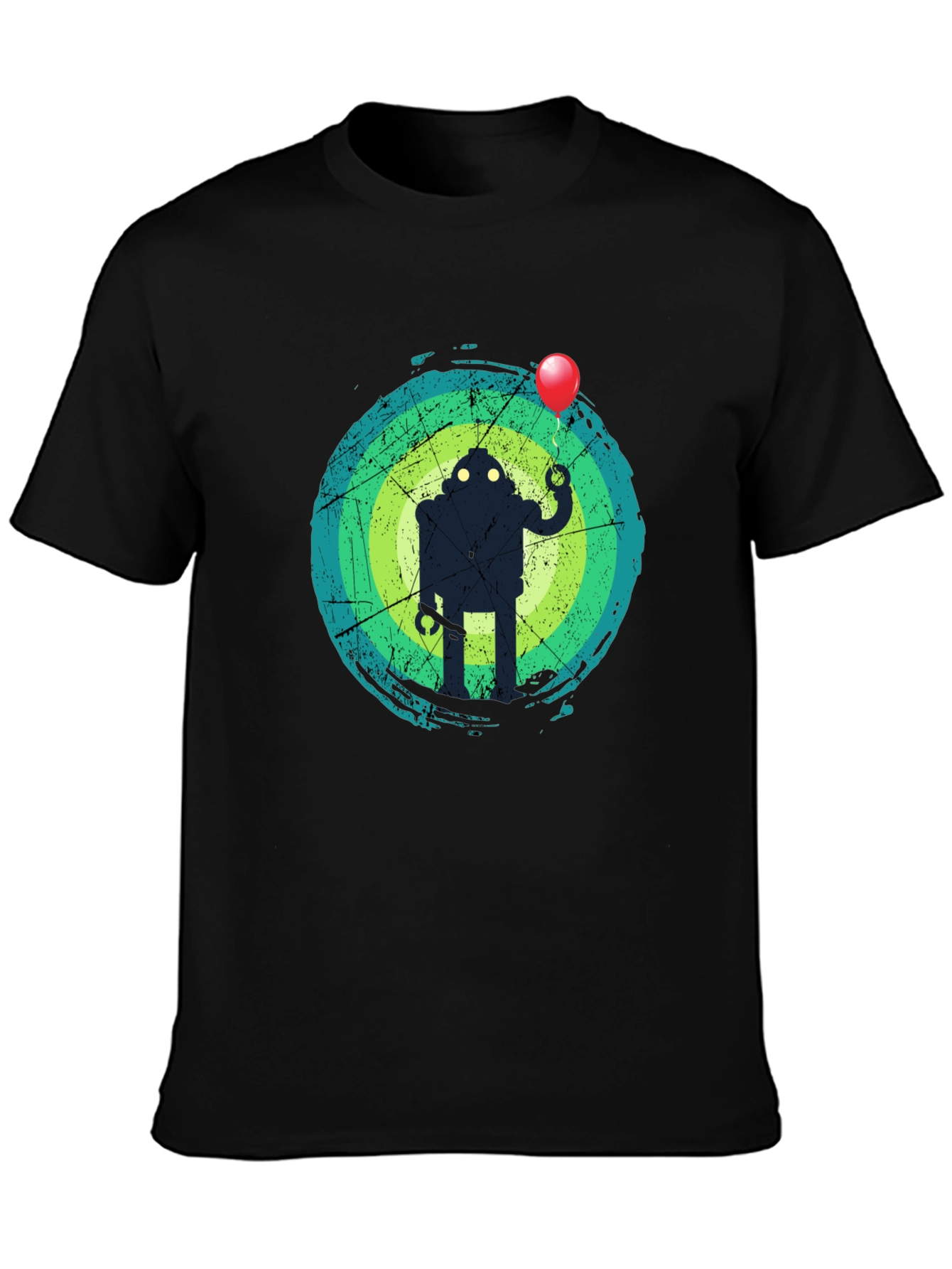 Black Robot Balloon Graphic Tee - Trendy Men's T-Shirt view 3