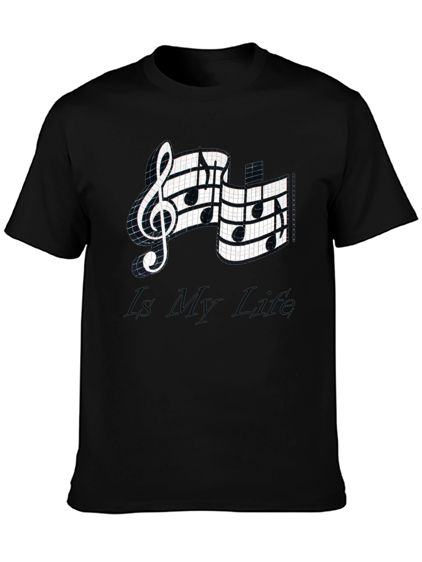 Black Musical Note Graphic Tee - Stylish Black T-Shirt view 3
