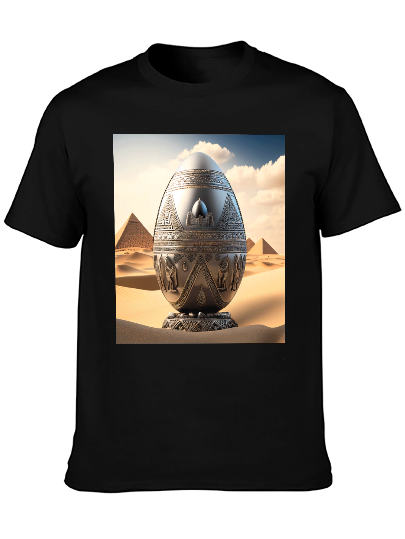 Black Egyptian Egg T-Shirt - Unique Design view 3