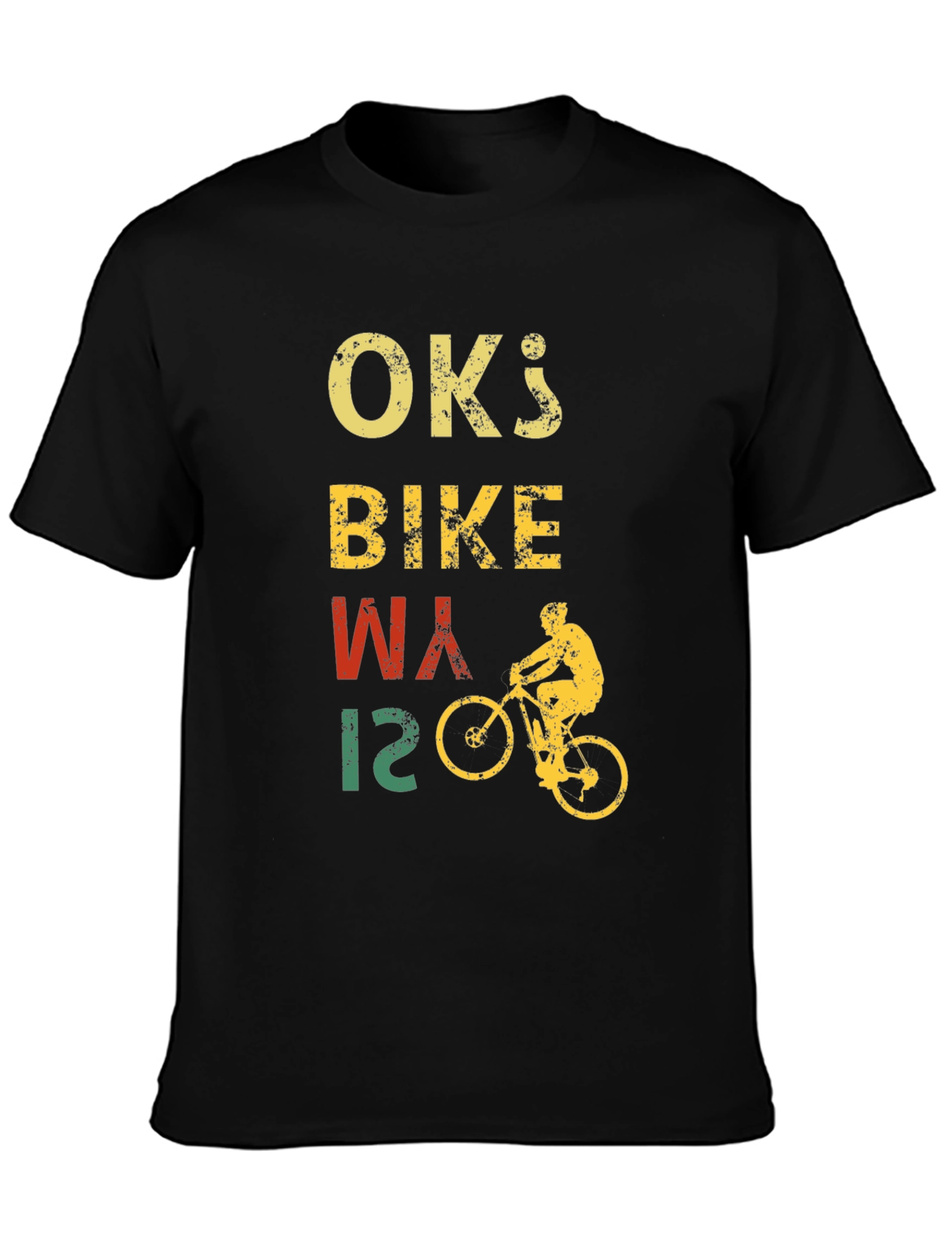 Black Vintage OK's Bike Way T-Shirt - Cyclist Design view 3