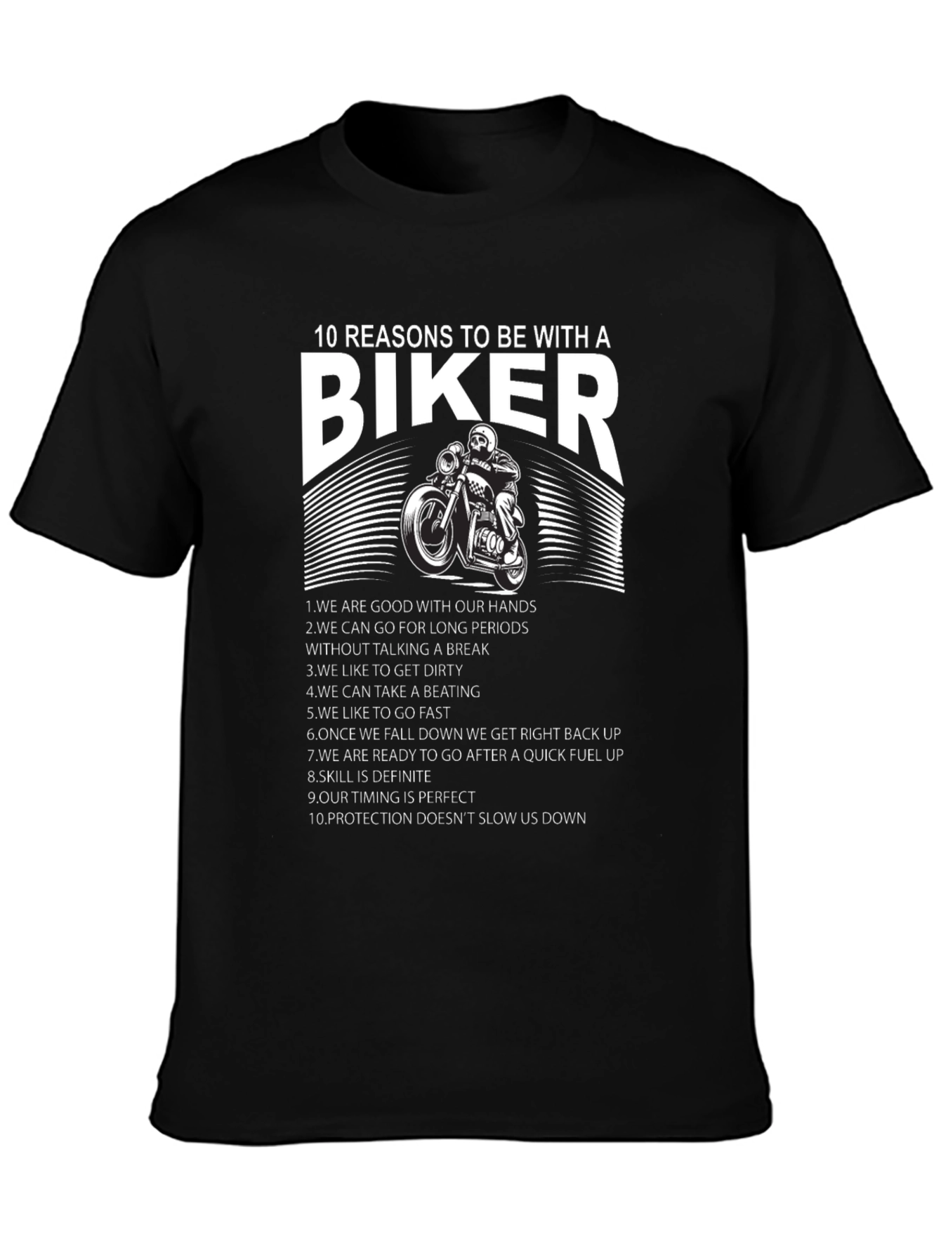Black 10 Reasons to Date a Biker T-Shirt view 3
