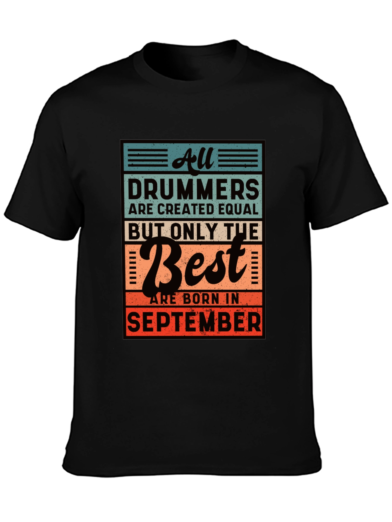 Black Drummer September Birthday T-Shirt view 3