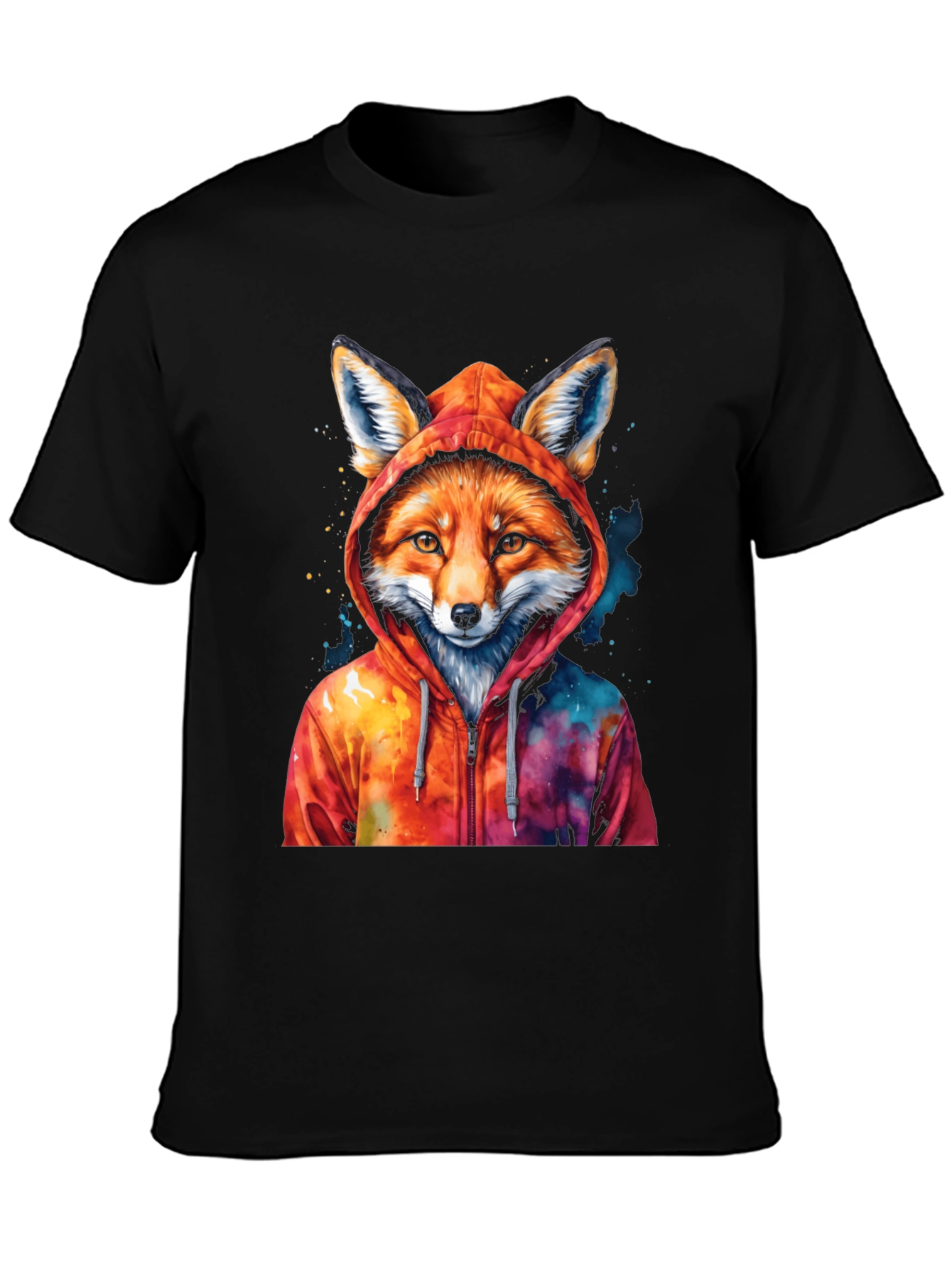 Fox in Hoodie Graphic T-Shirt - Cool Animal Tee - 3