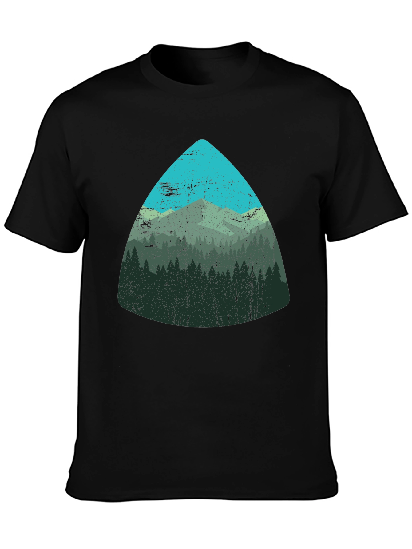 Black Mountain Scene Graphic Tee - Soft Black T-Shirt view 3