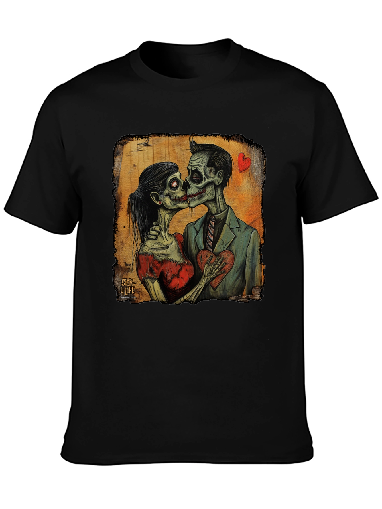 Black Zombie Love T-Shirt - Undead Romance Tee view 3