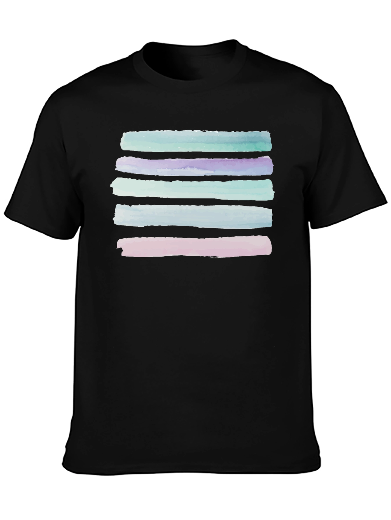 Black Abstract Stripe Watercolor T-Shirt view 3