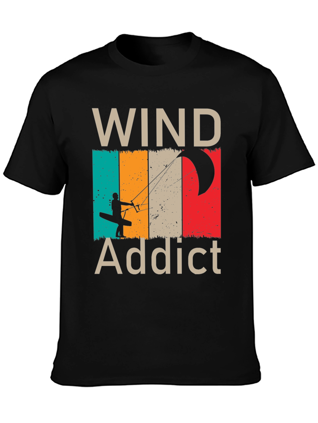 Black Wind Addict T-Shirt - Kiteboarding Design view 3