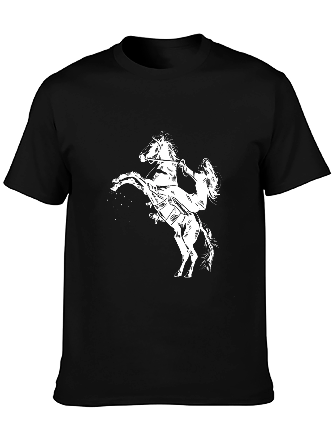 Black Horse Rider Graphic Tee - Black Cotton Blend view 3