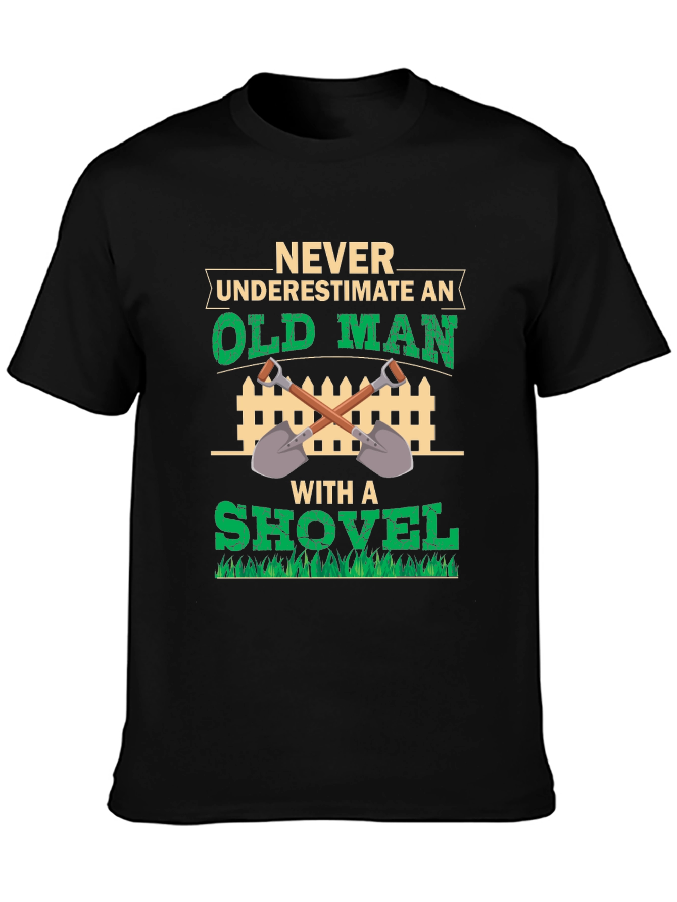 Black Old Man with Shovel Graphic Tee view 3