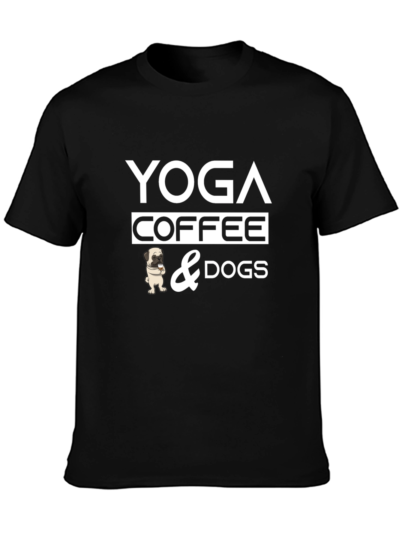 Black Yoga Coffee and Dogs Graphic Tee view 3