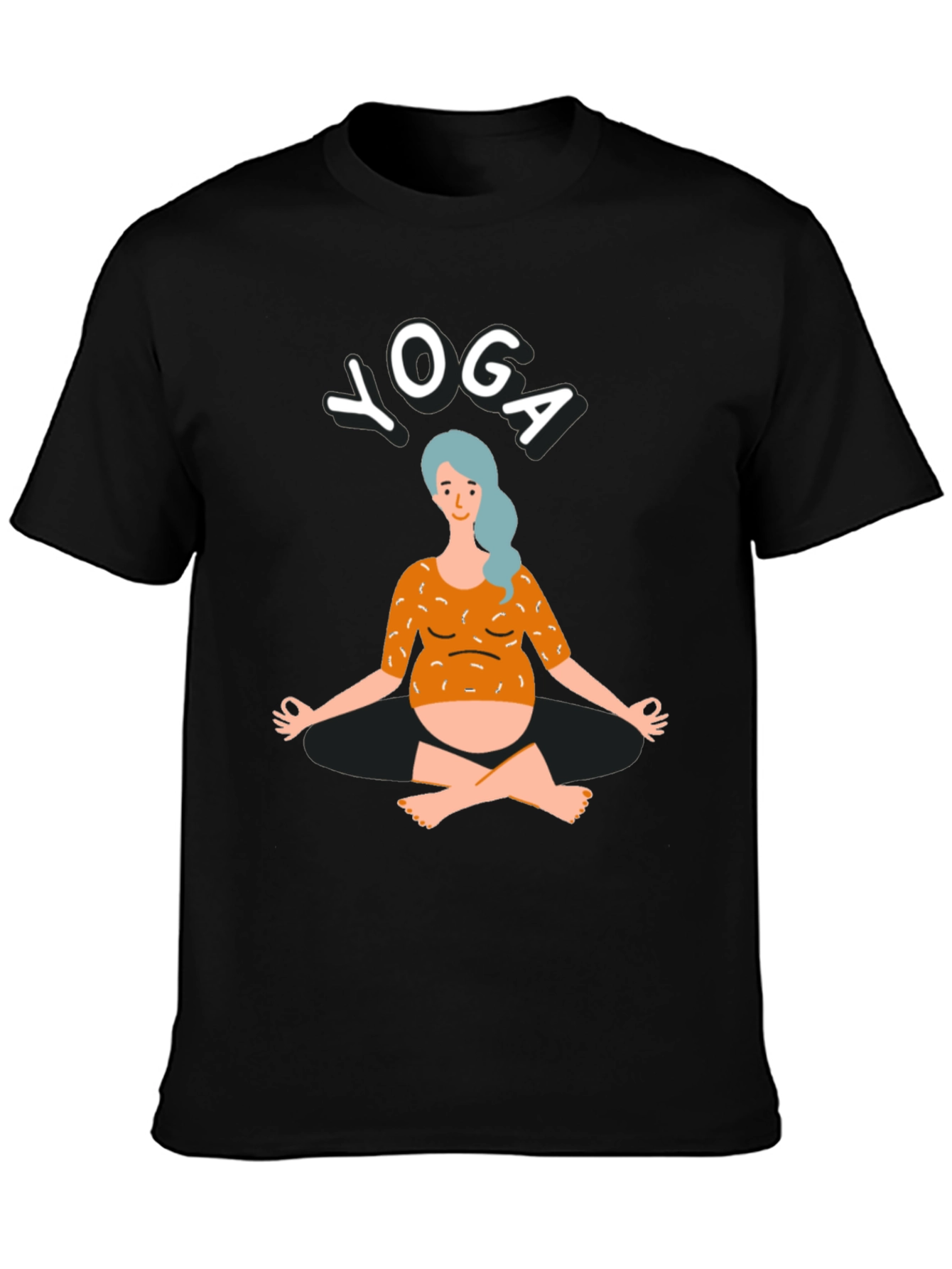 Black Yoga T-Shirt - Pregnant Woman Design view 3