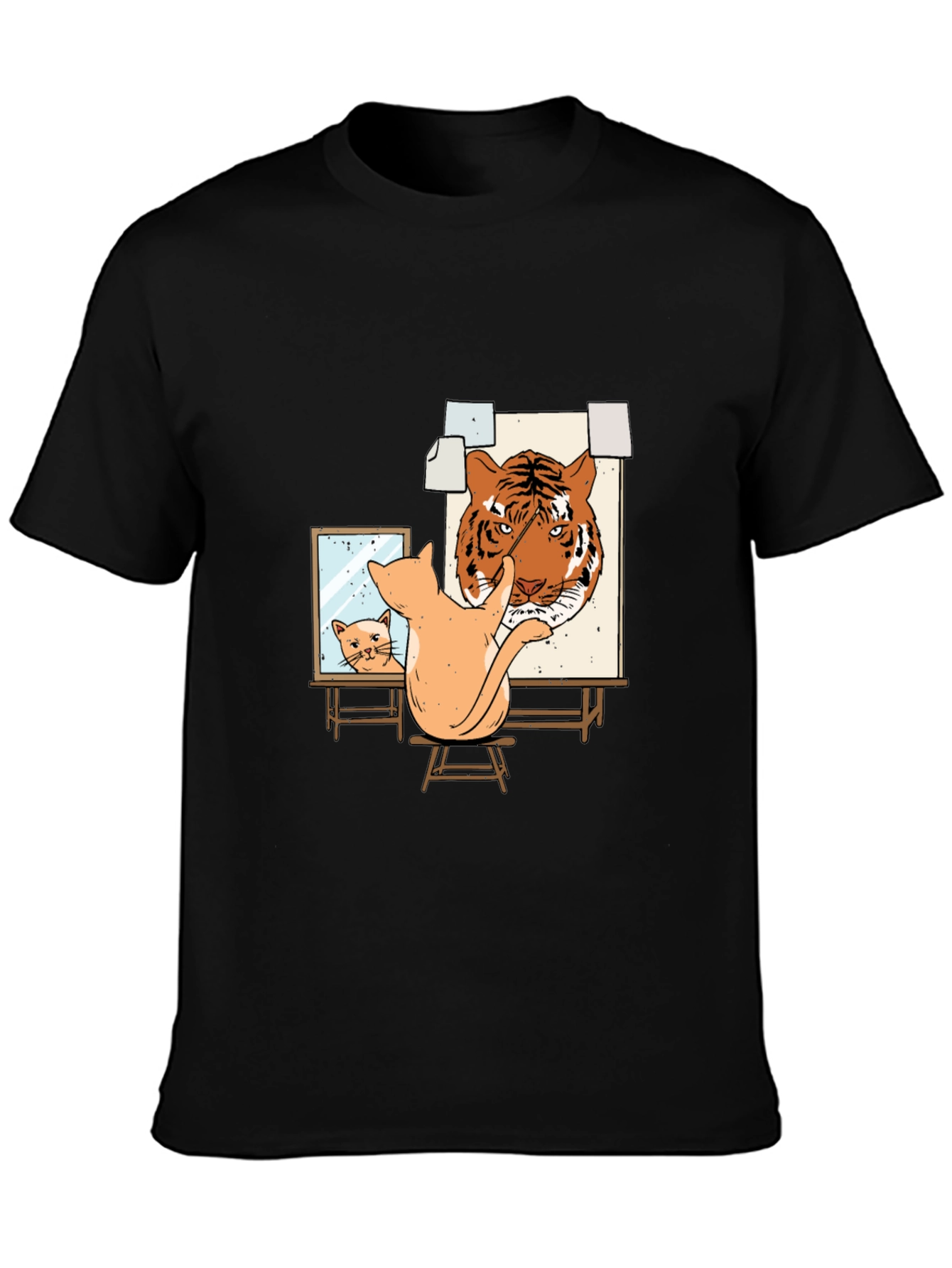 Black Cat Painting Tiger T-Shirt - Artistic & Unique Design view 3