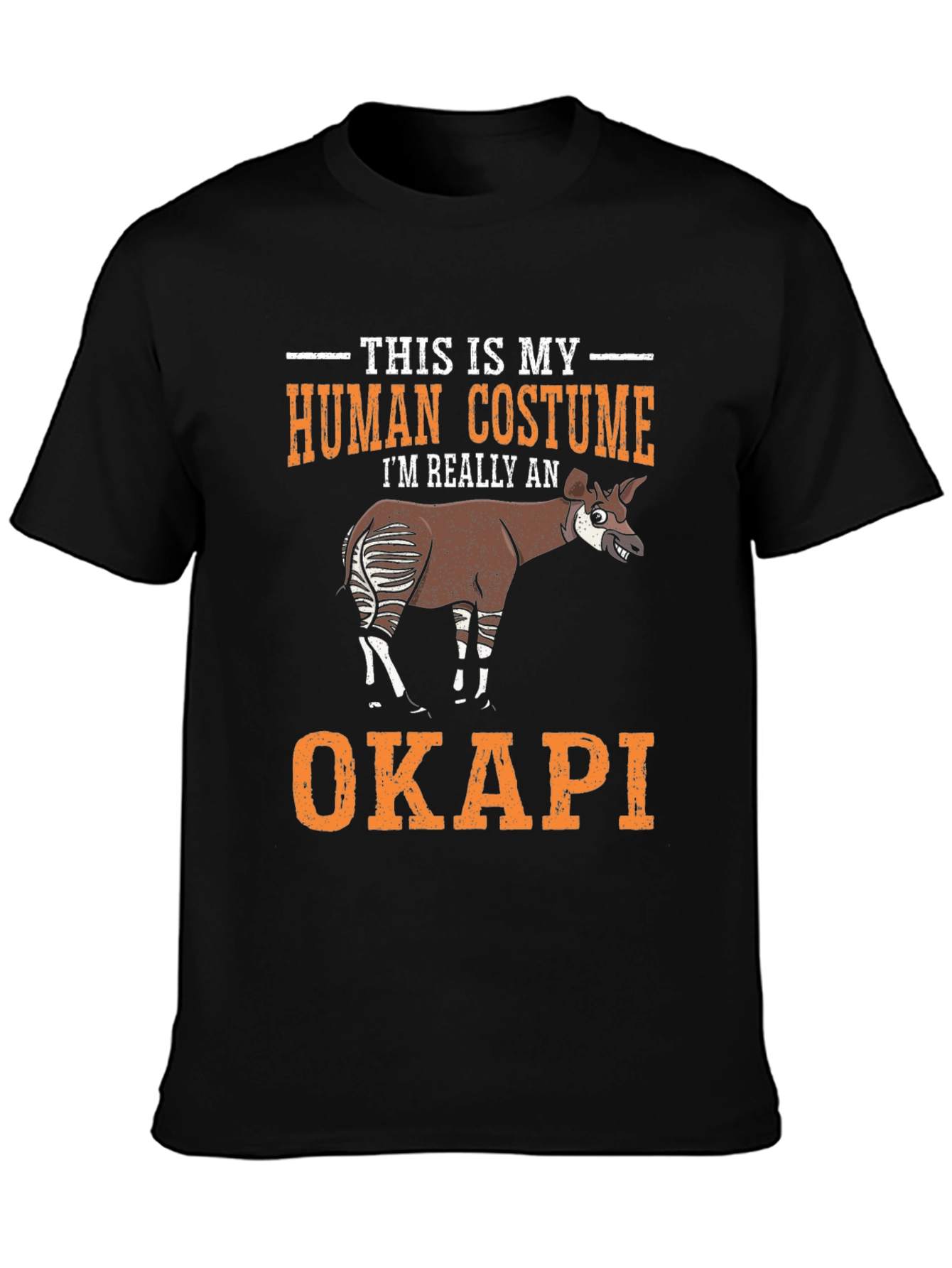 Black Okapi Human Costume Funny T-Shirt view 3