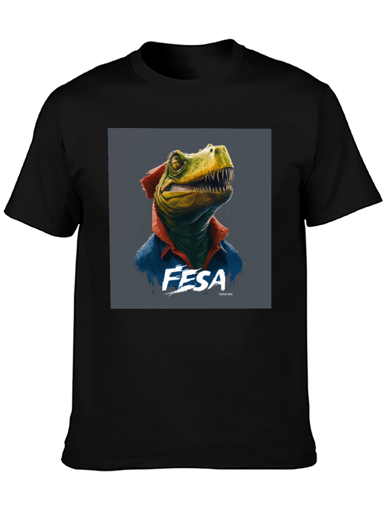 Black FESA Dinosaur Graphic Black T-Shirt view 3