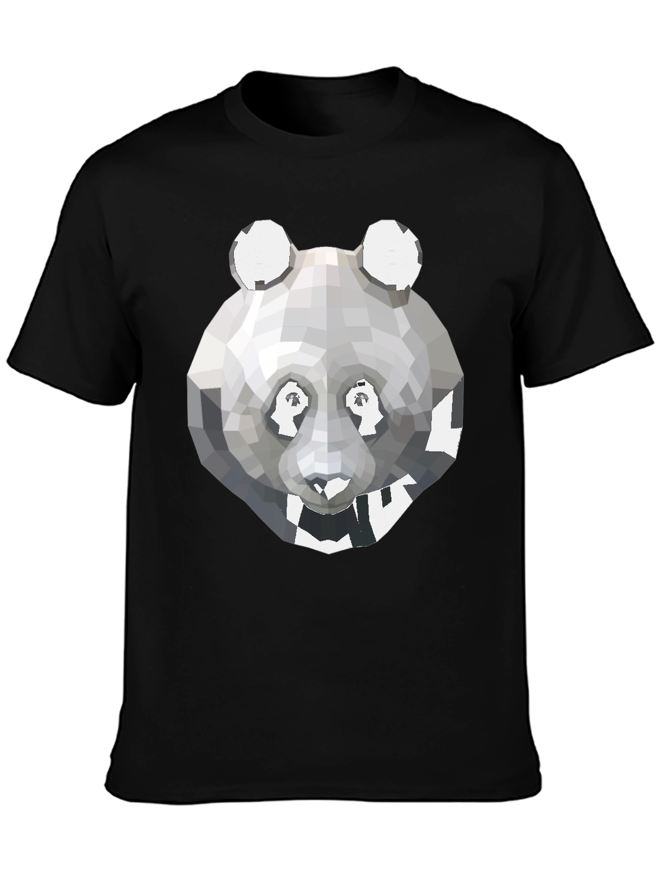 Black Geometric Panda Graphic Tee - Modern Men's T-Shirt view 3