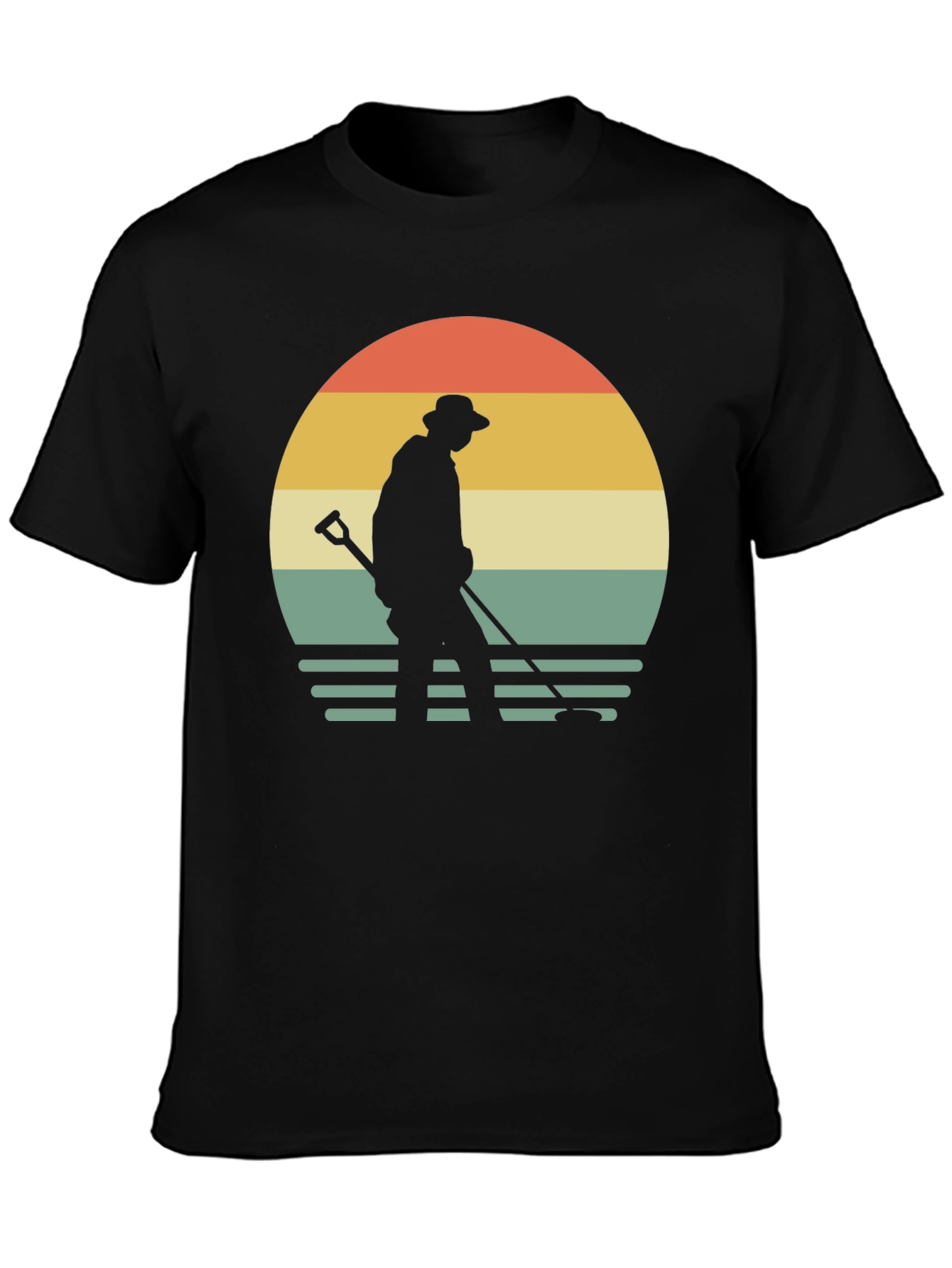 Black Vintage Metal Detecting T-Shirt view 3