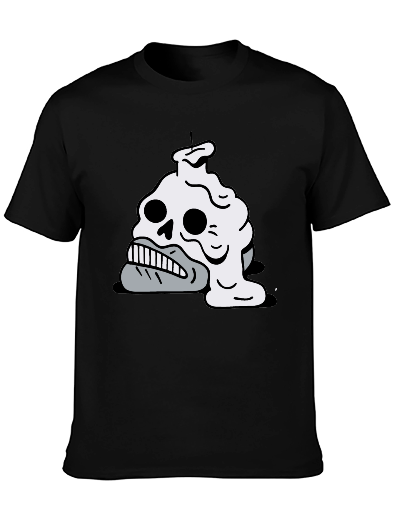 Black Melting Skull Candle Graphic T-Shirt view 3