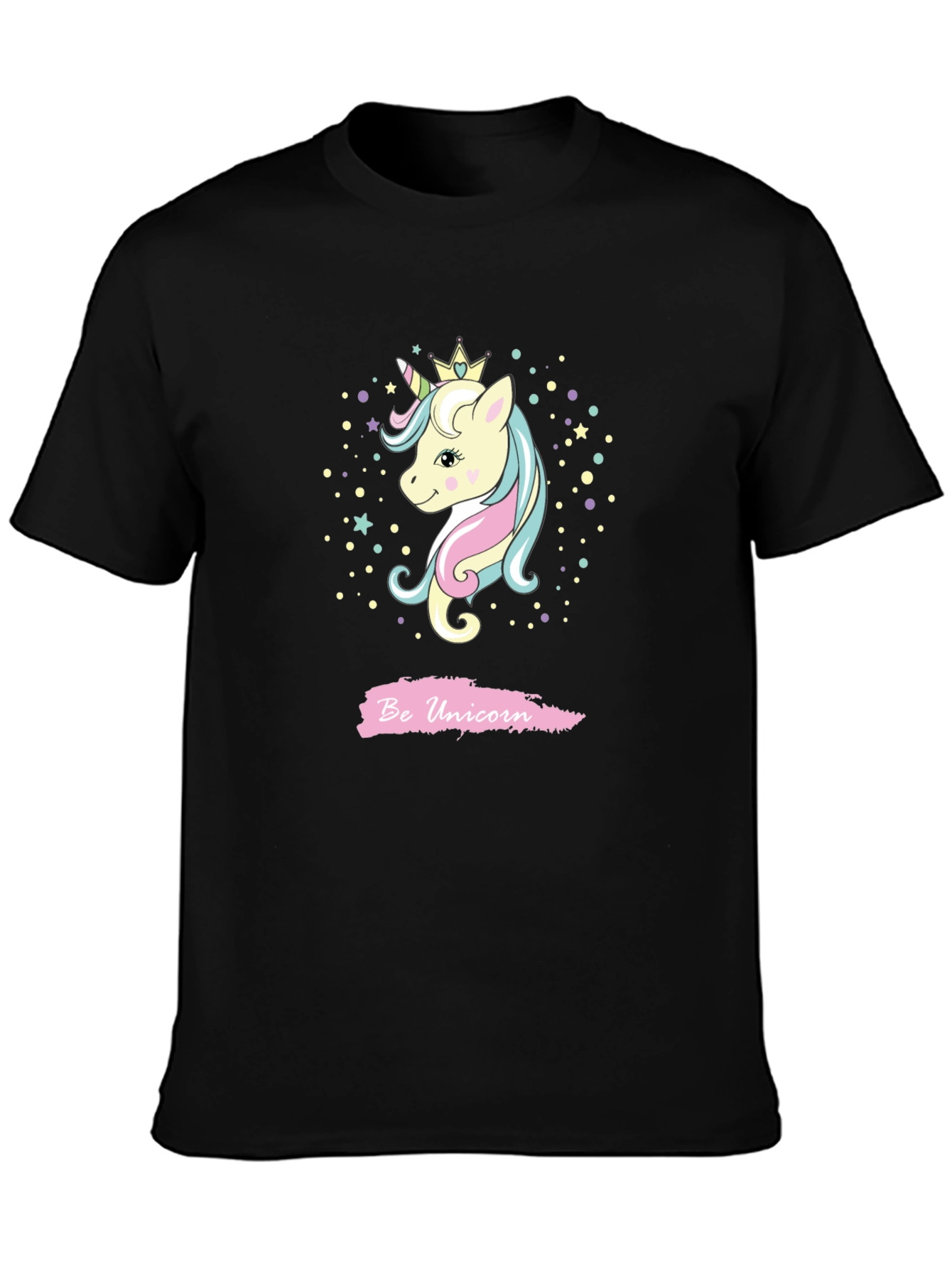 Black Be Unicorn Graphic Black T-Shirt view 3