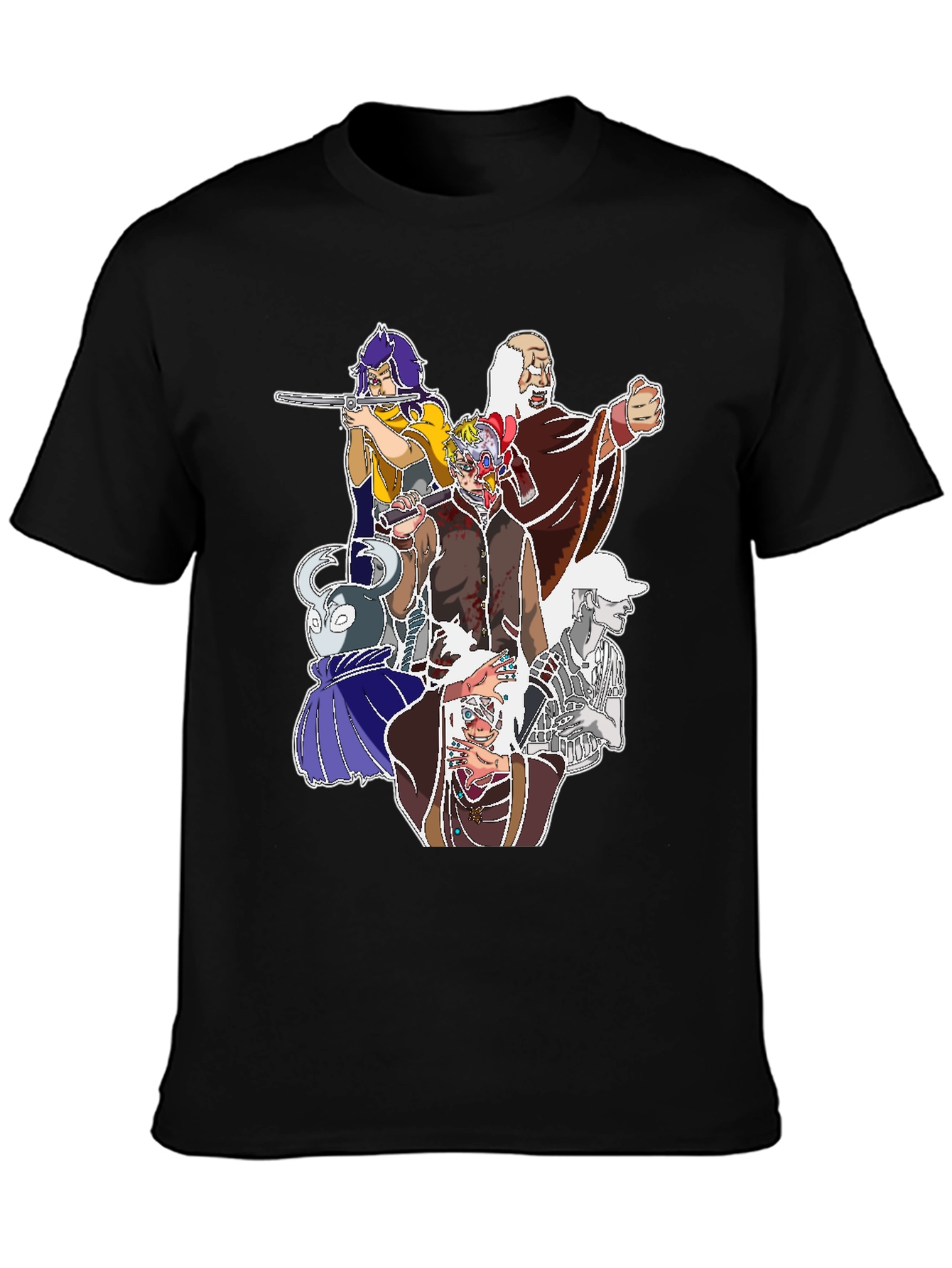 Black Unique Cartoon Graphic Print Black Tee view 3