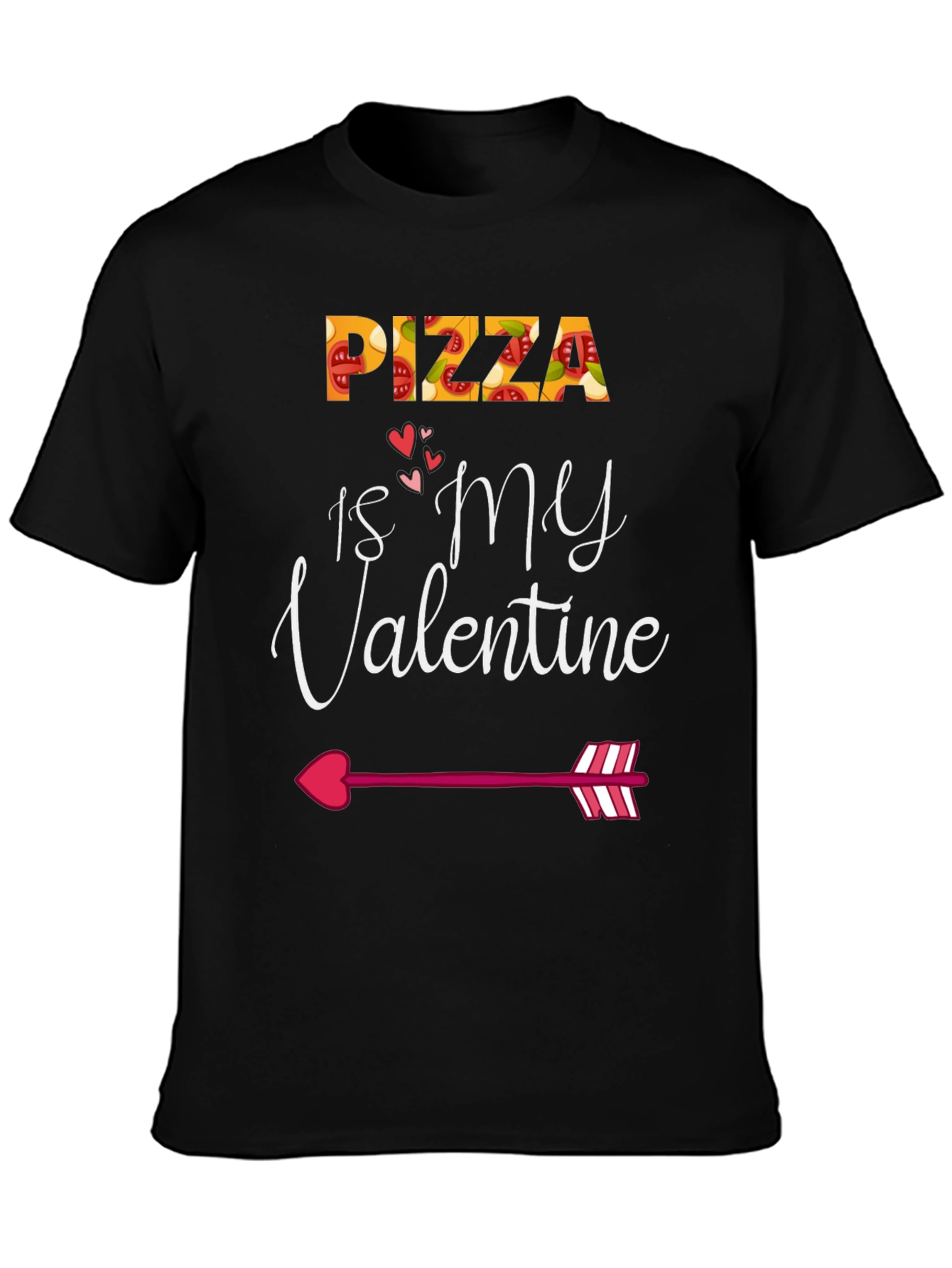 Black Pizza Is My Valentine Graphic Tee view 3