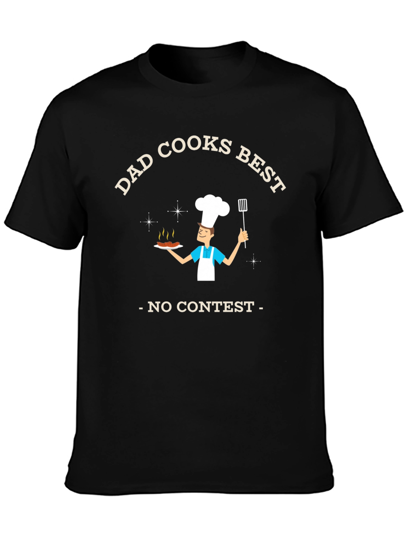 Black Dad Cooks Best T-Shirt - No Contest BBQ Chef Tee view 3