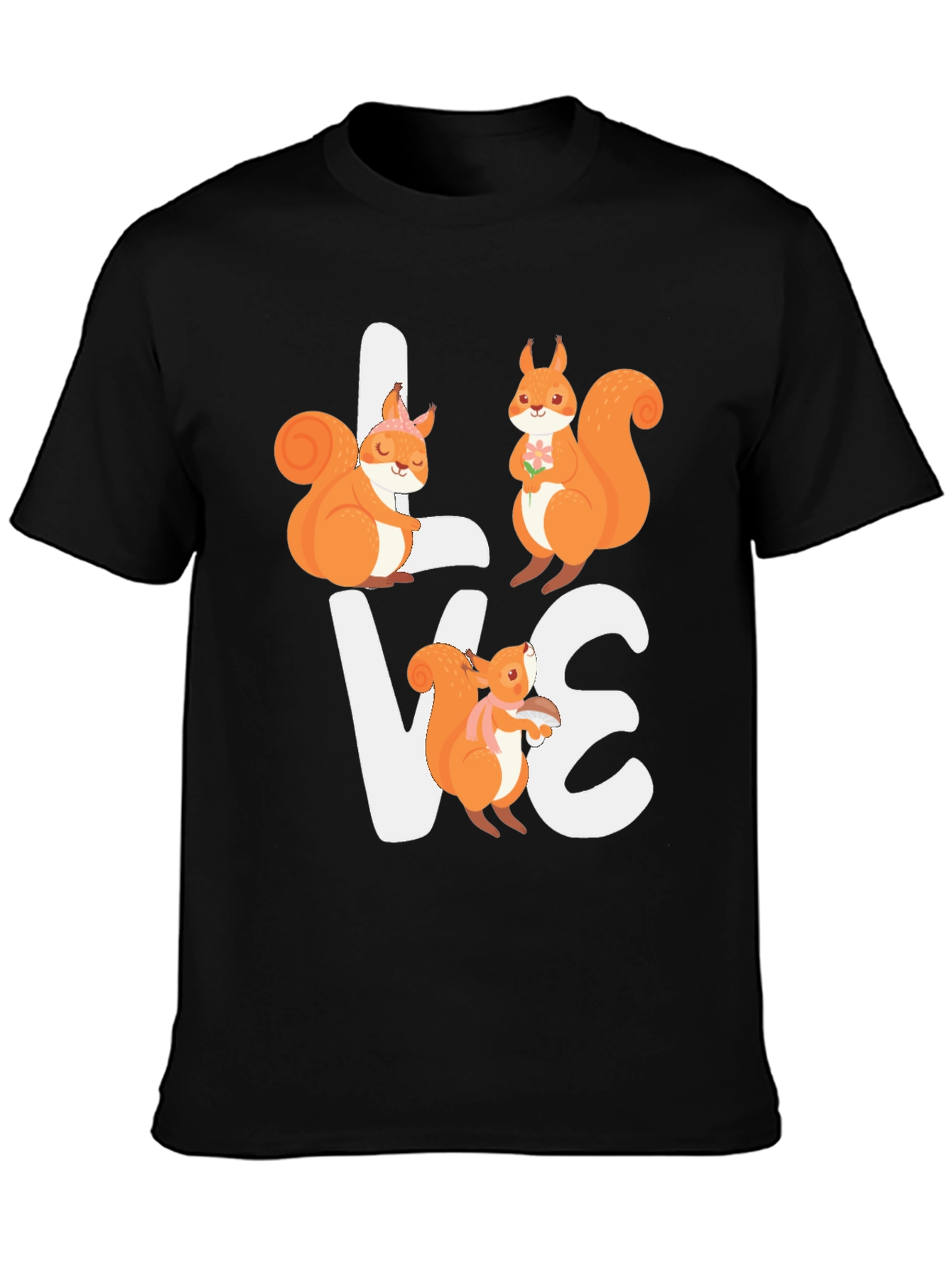 Black Squirrel Love Graphic T-Shirt - Adorable Animal Tee view 3