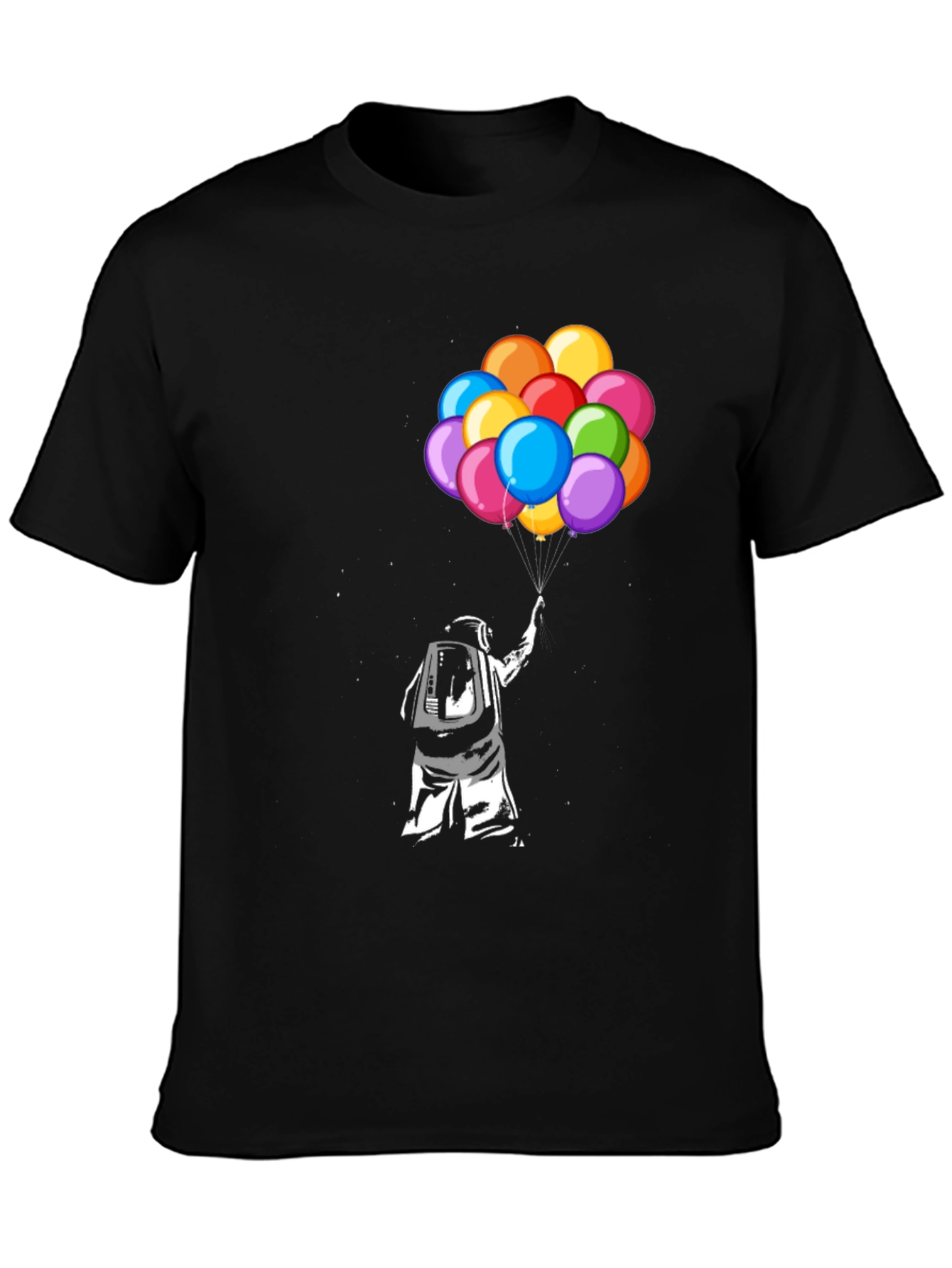 Black Astronaut Holding Balloons Graphic T-Shirt view 3