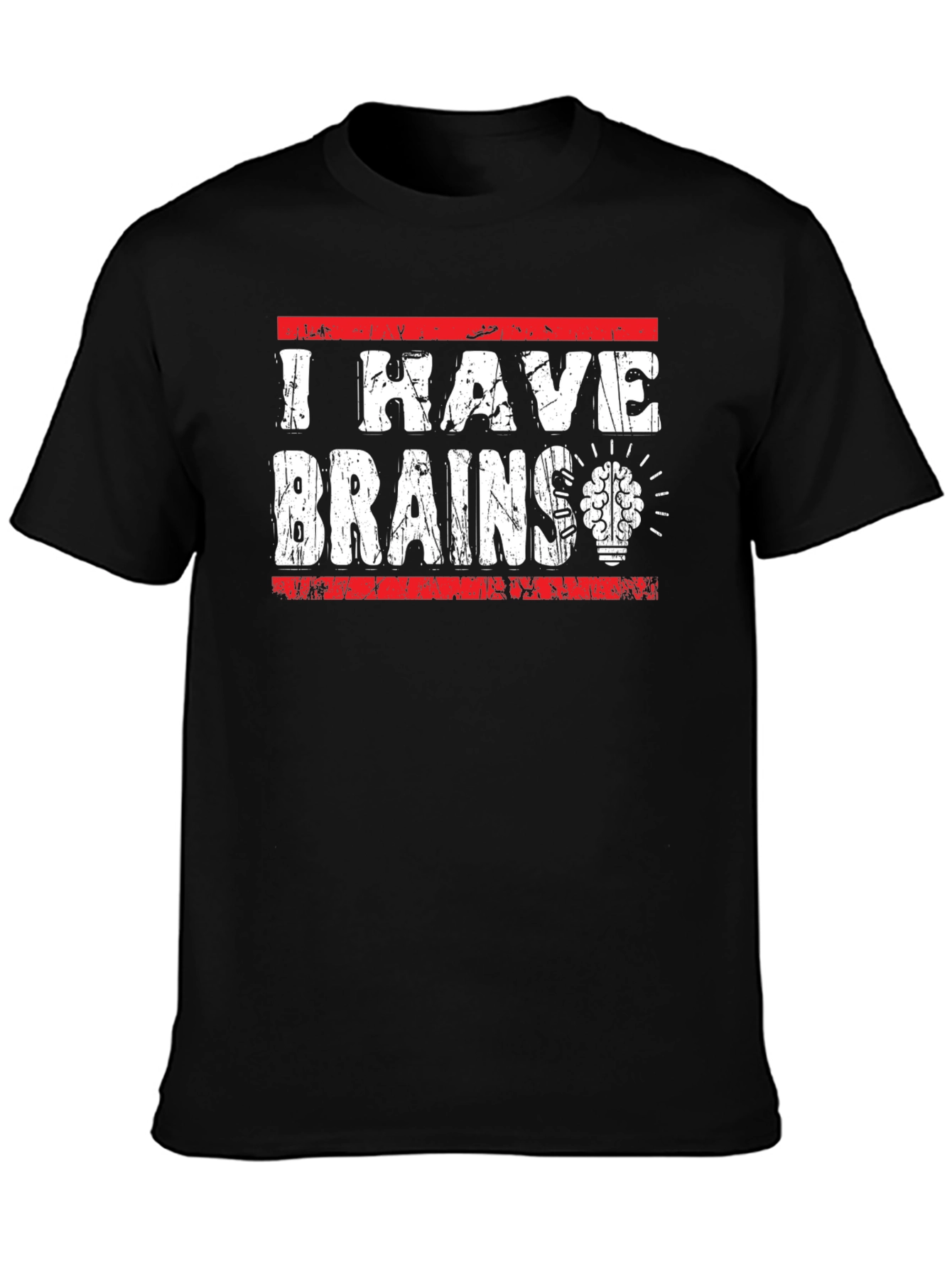 Black I Have Brains T-Shirt - Funny Graphic Tee view 3