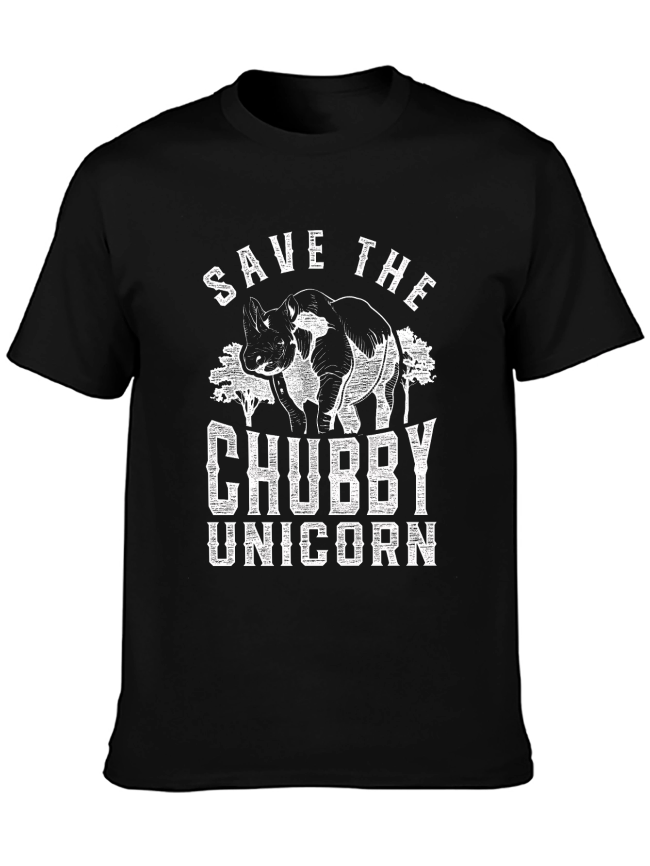 Black Save the Chubby Unicorn T-Shirt view 3