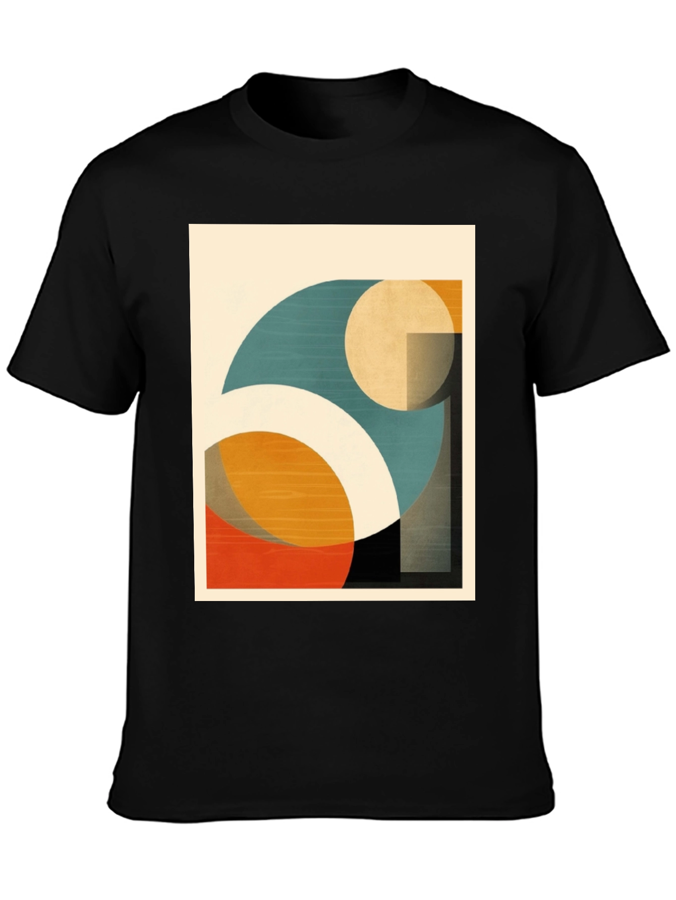 Black Geometric Art T-Shirt: Modern Abstract Design view 3