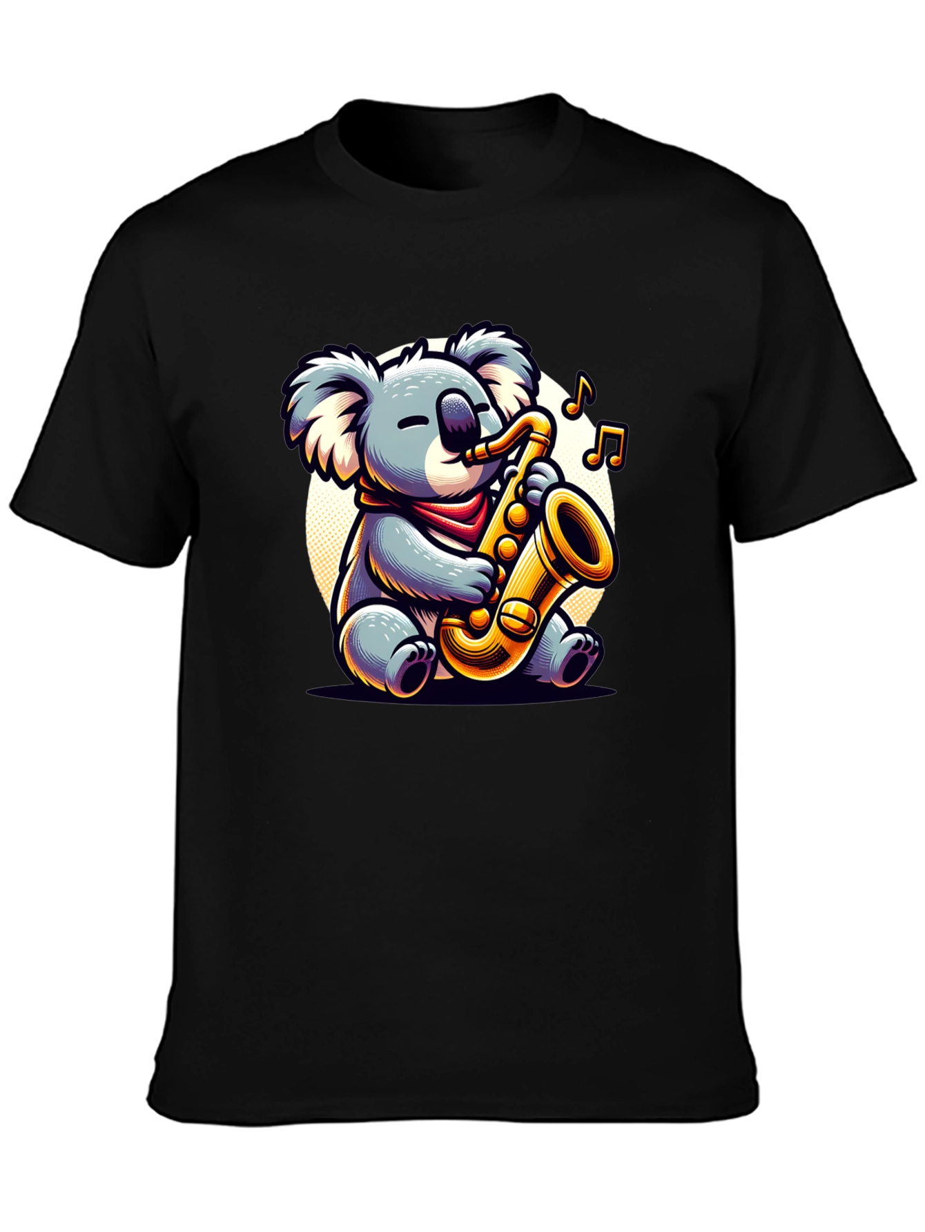 Black Koala Saxophone Player Graphic Tee view 3