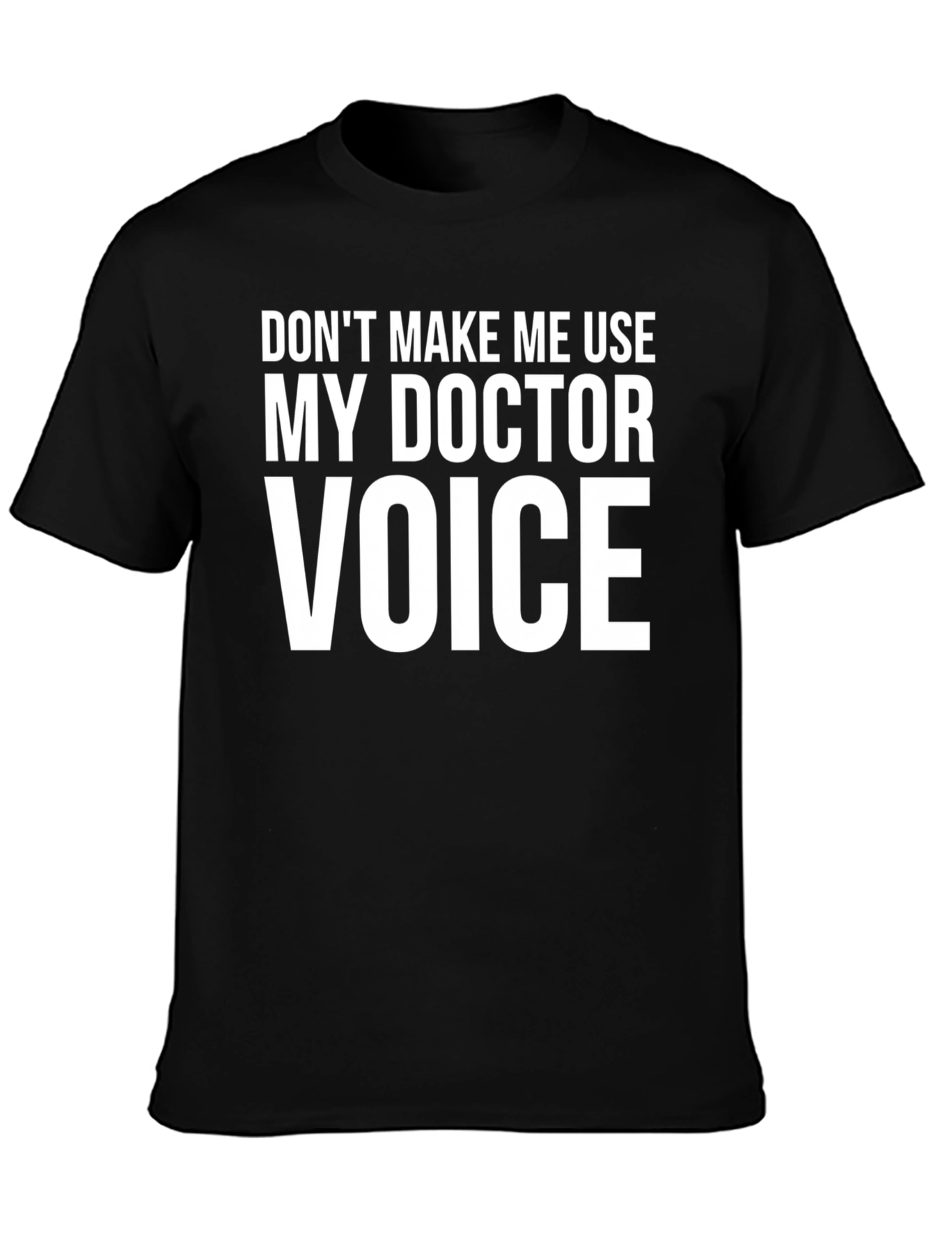 Black Funny Doctor Voice T-Shirt - Black Cotton Tee view 3