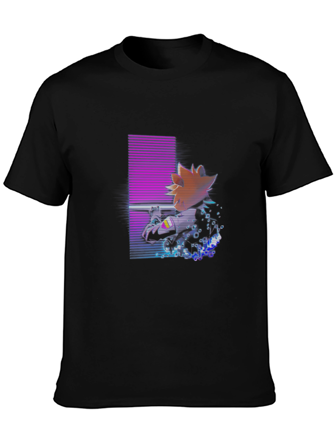 Black Retro Anime Graphic Black T-Shirt view 3