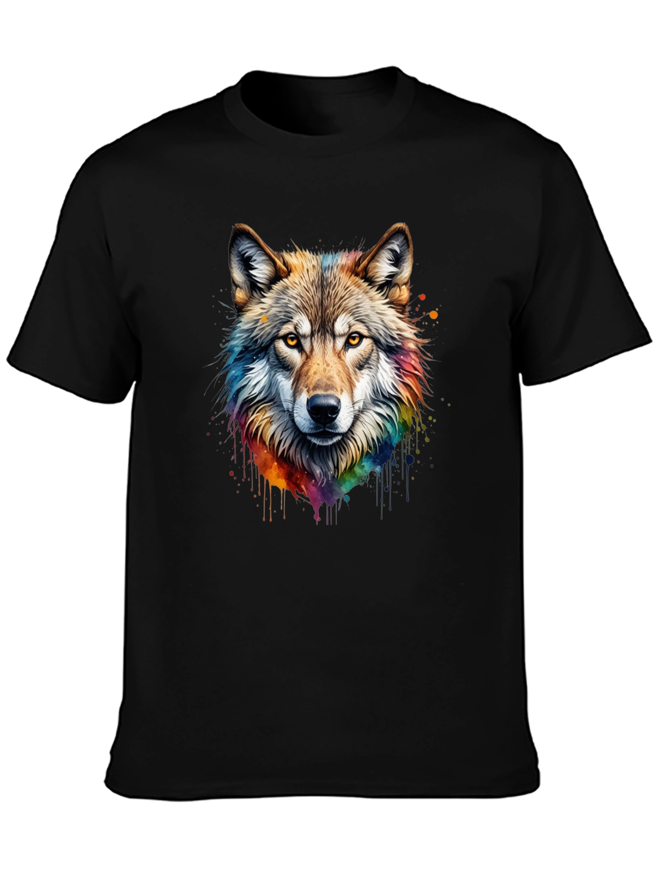 Black Wolf Graphic T-Shirt - Colorful Animal Tee view 3