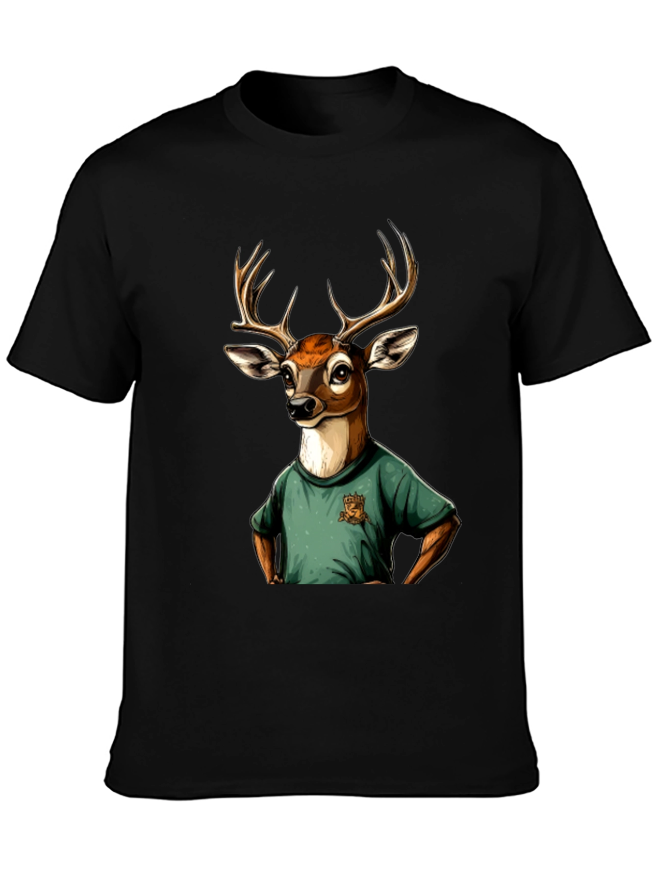 Black Deer T-Shirt - Novelty Animal Graphic Tee view 3