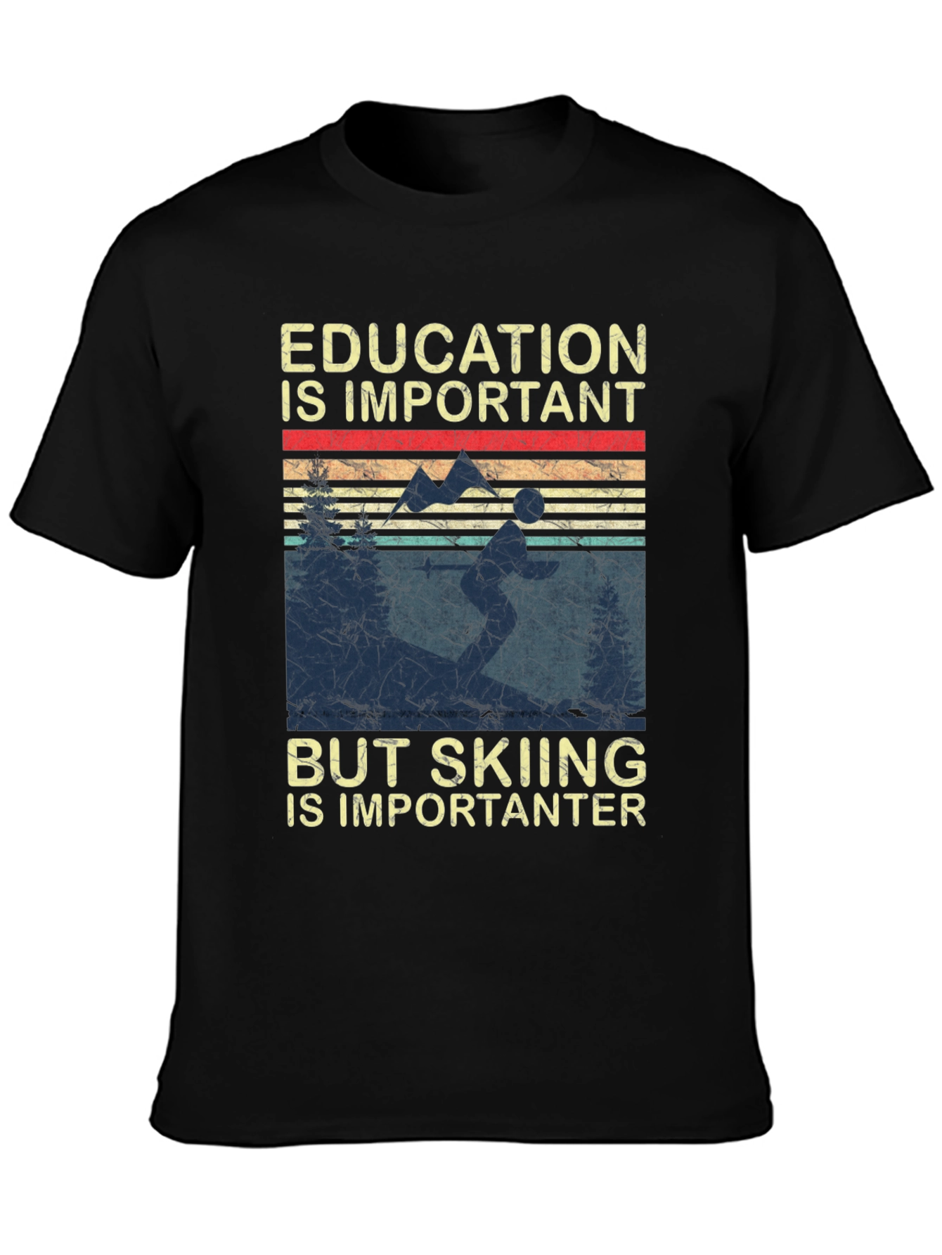 Black Skiing is Importanter T-Shirt view 3