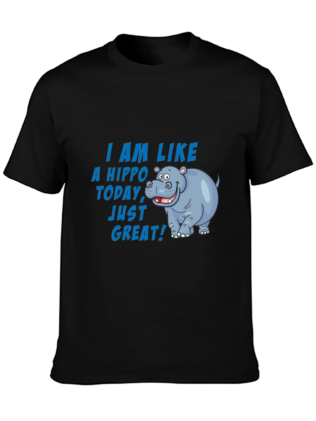 Black Hippo Today T-Shirt - Great Mood Graphic Tee view 3