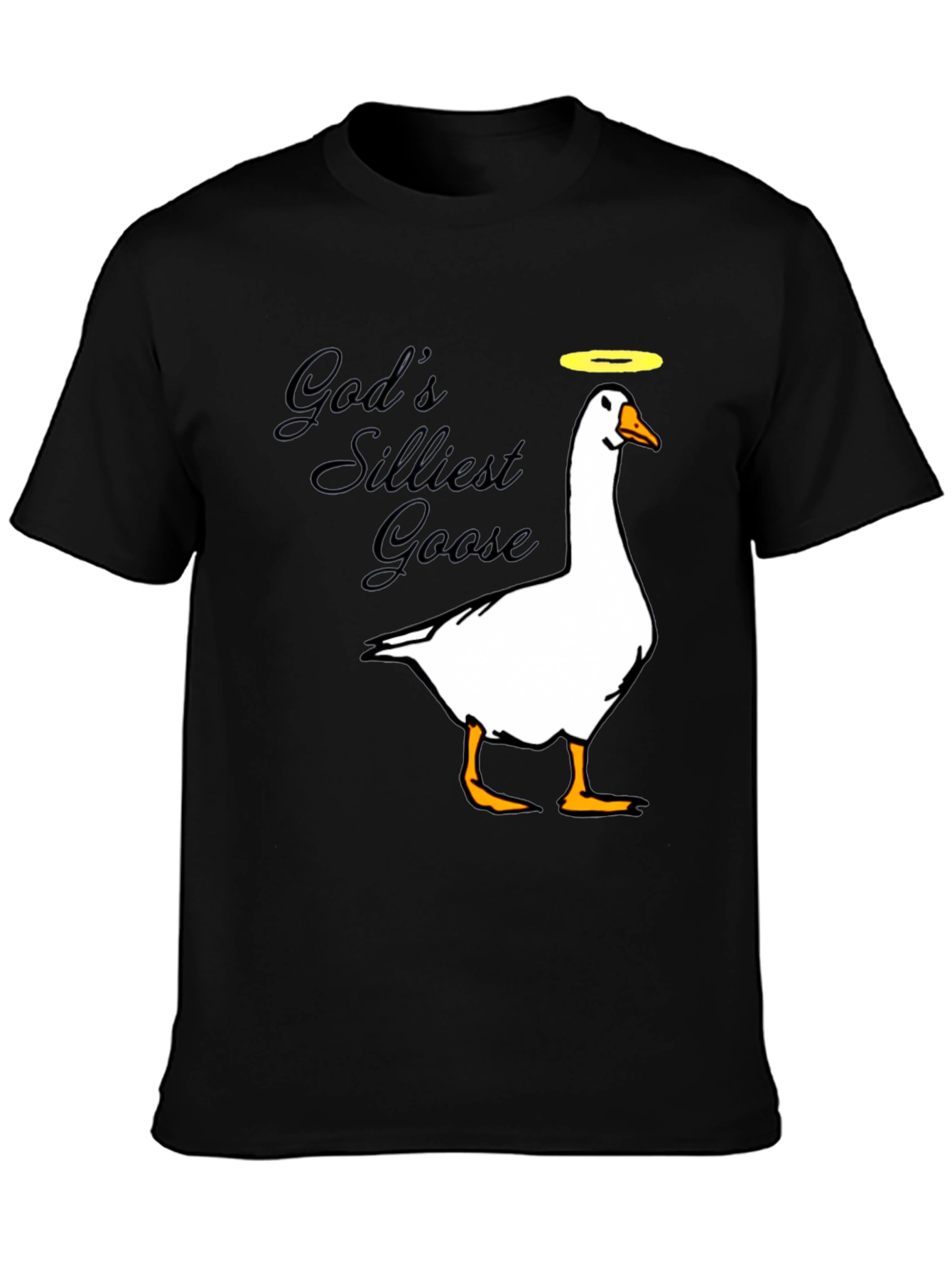 Black God's Silliest Goose Black Graphic T-Shirt view 3