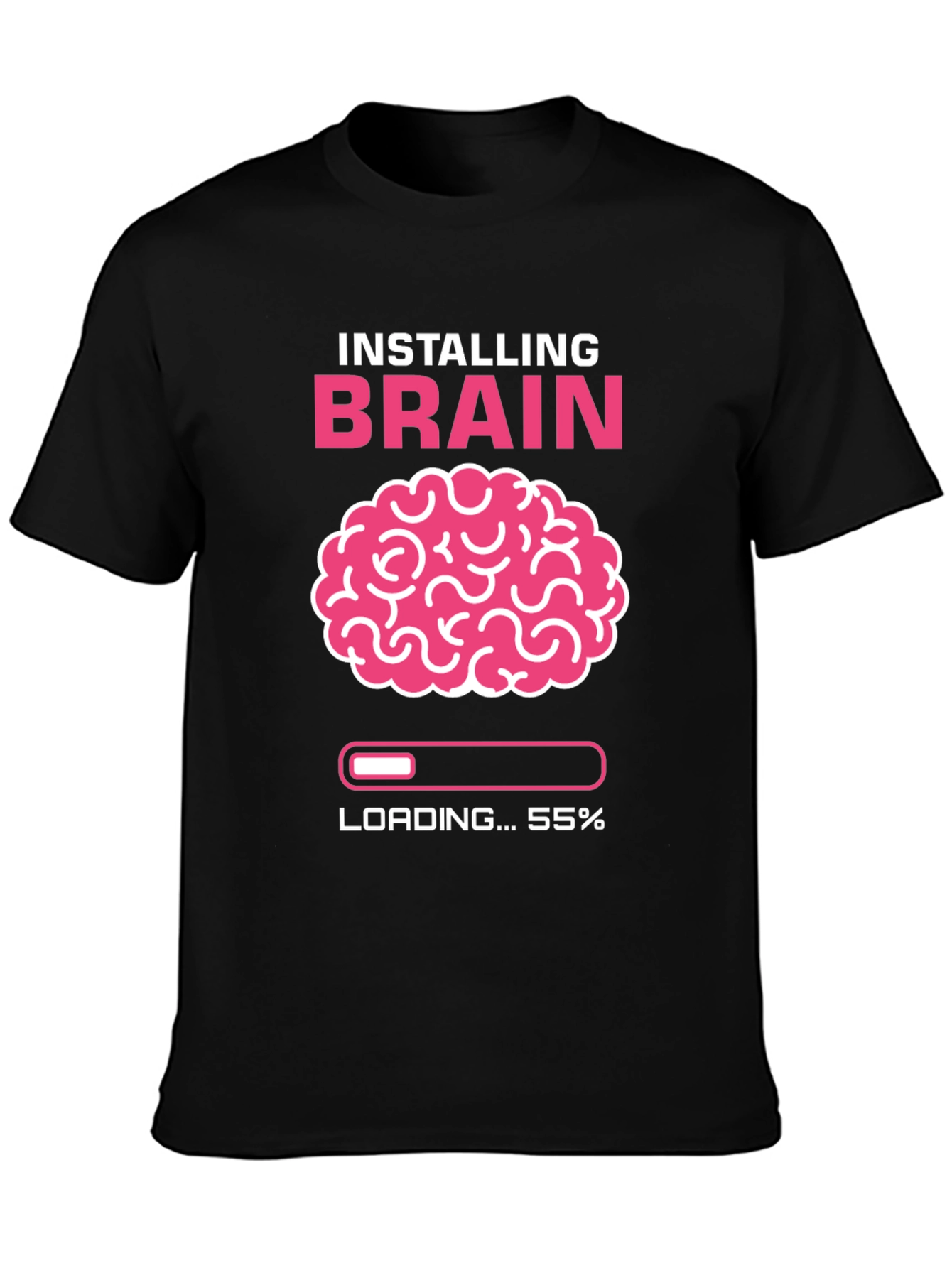 Black Installing Brain T-Shirt - Funny Nerd Tee view 3