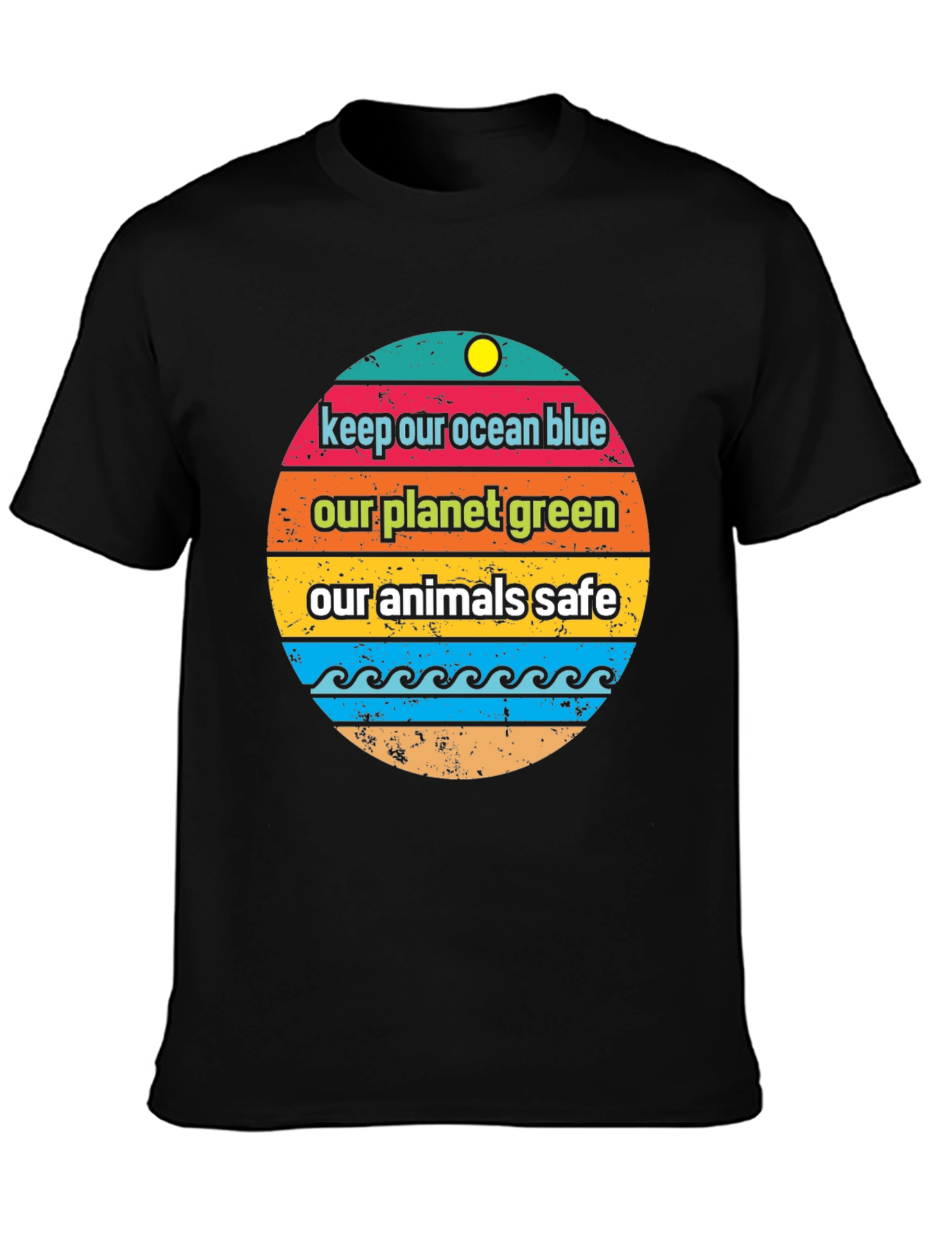 Black Ocean Blue Planet Green Graphic Tee view 3