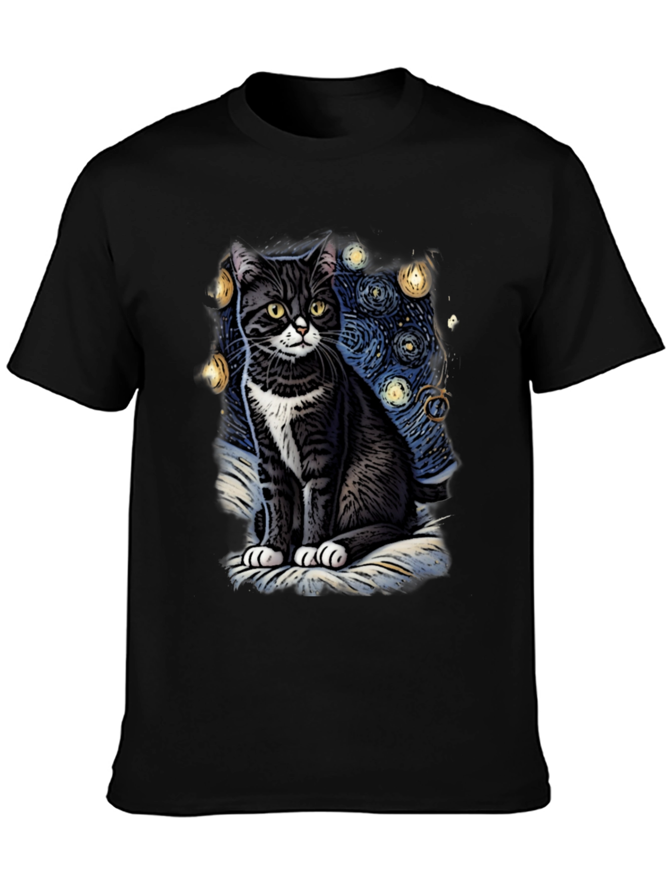 Black Starry Cat T-Shirt view 3