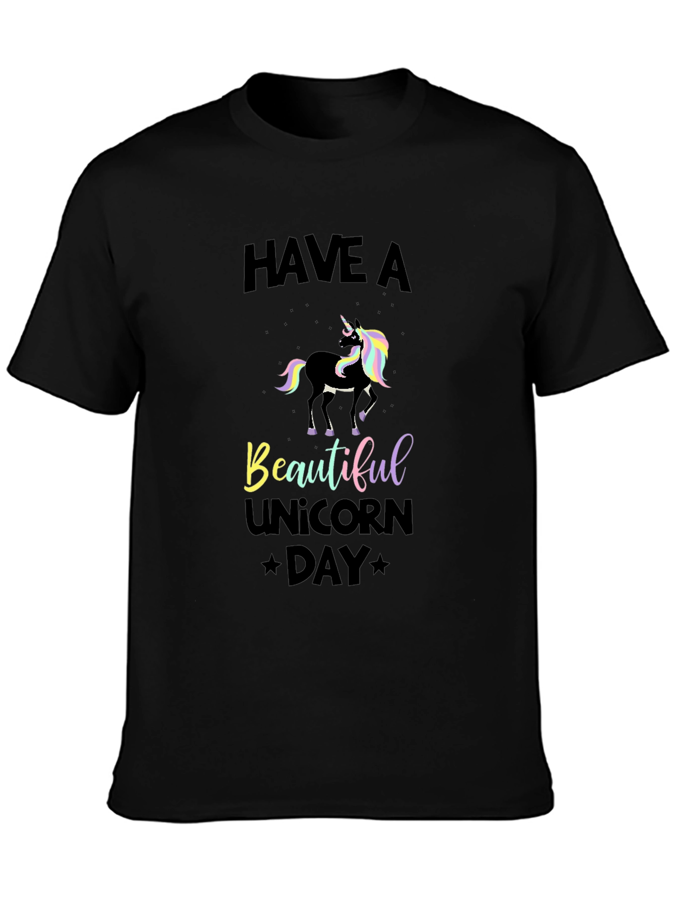 Black Unicorn Day Black T-Shirt view 3