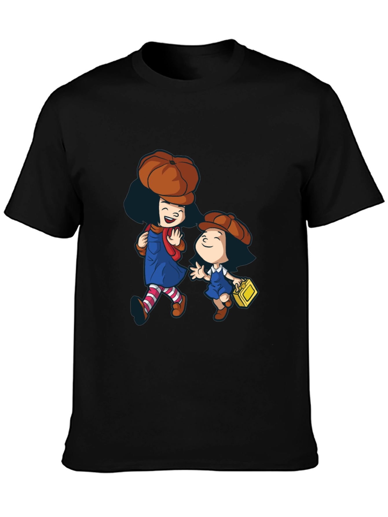 Black Cartoon Character Graphic Print Black T-Shirt view 3
