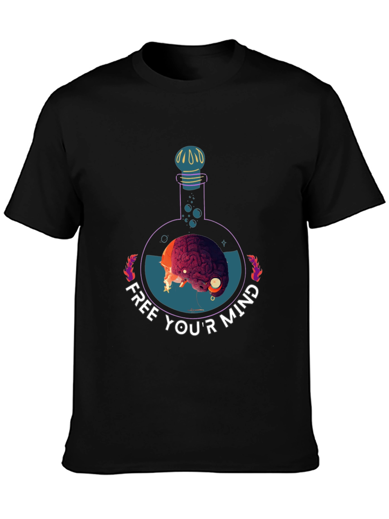 Black Free Your Mind Graphic Tee - Brain Potion Shirt view 3