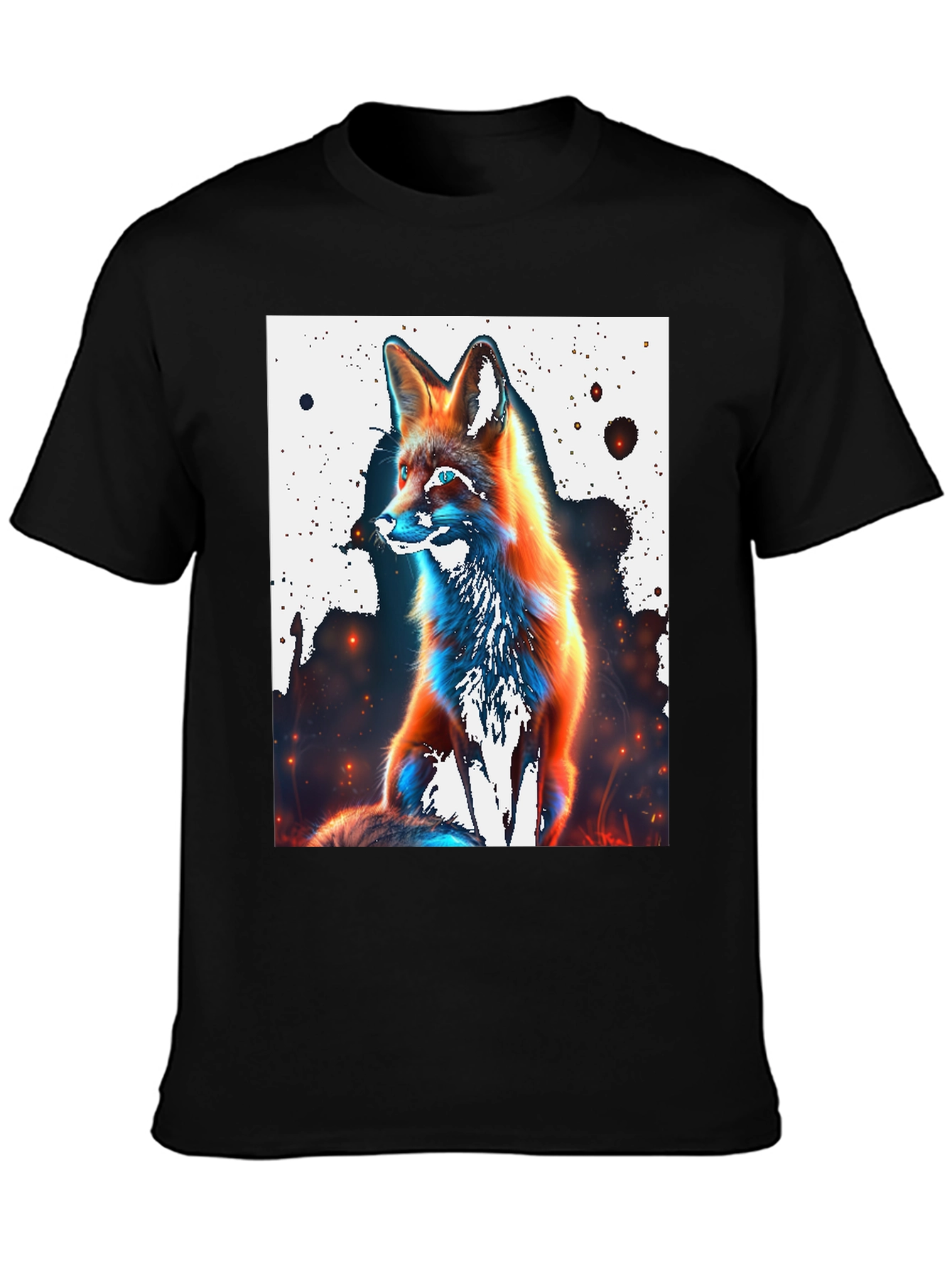 Black Cool Fox Graphic Tee - Stylish Men's Black T-Shirt view 3
