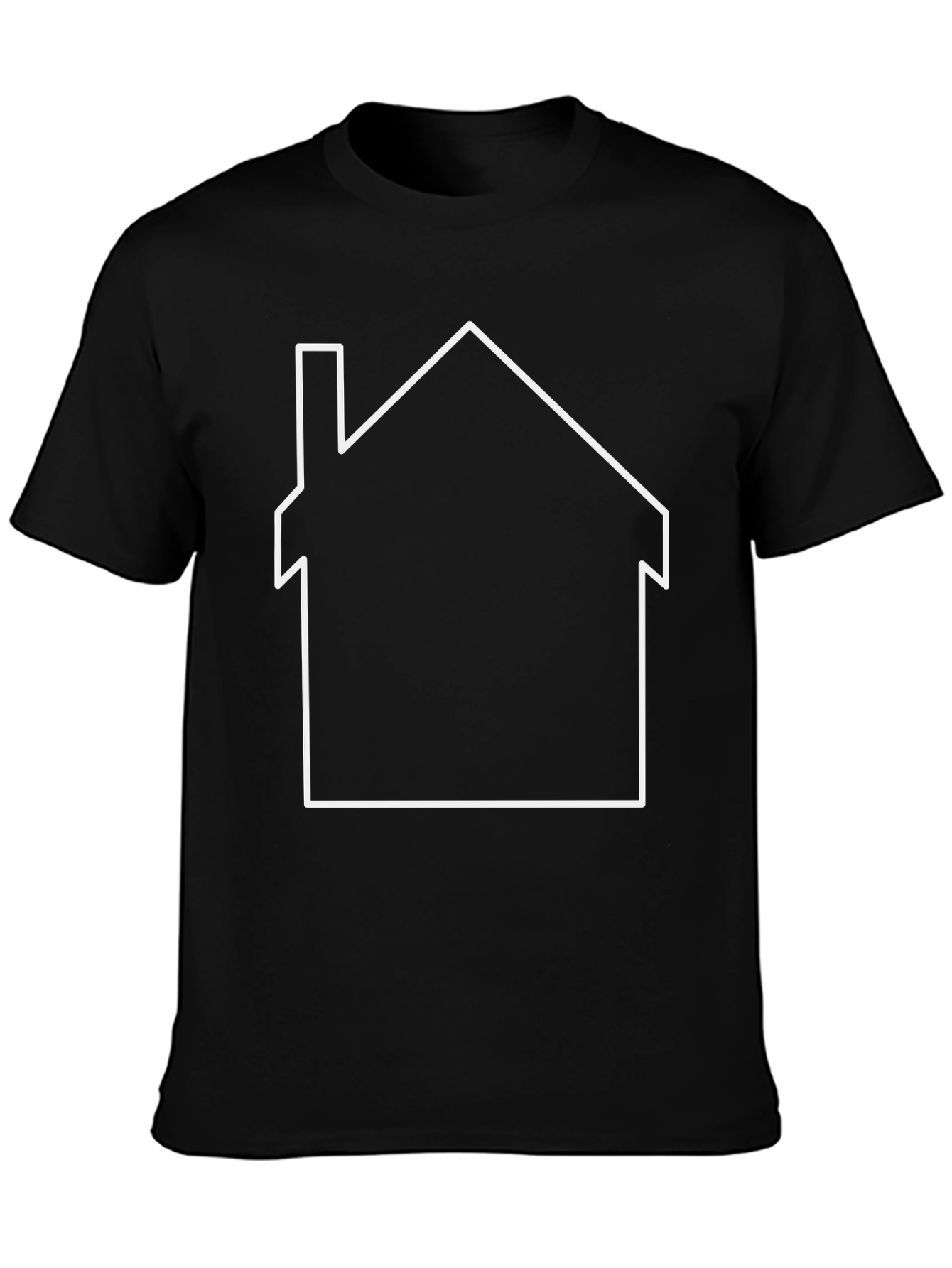 Black Minimalist House Outline Graphic Tee - Black view 3