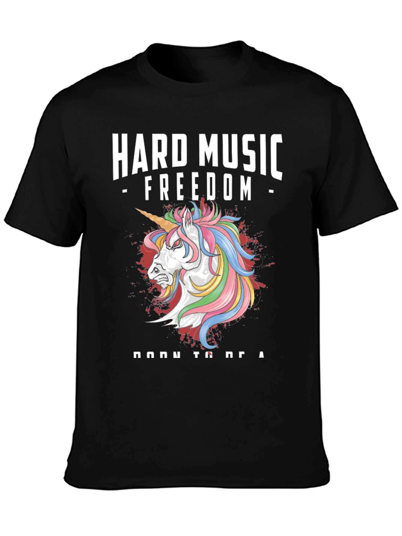 Black Hard Music Freedom Unicorn Graphic Tee view 3