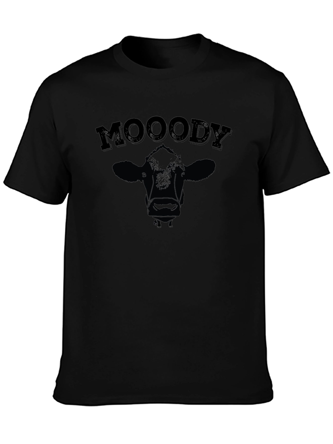 Black Moody Cow Graphic T-Shirt - Unisex Cotton Tee view 3